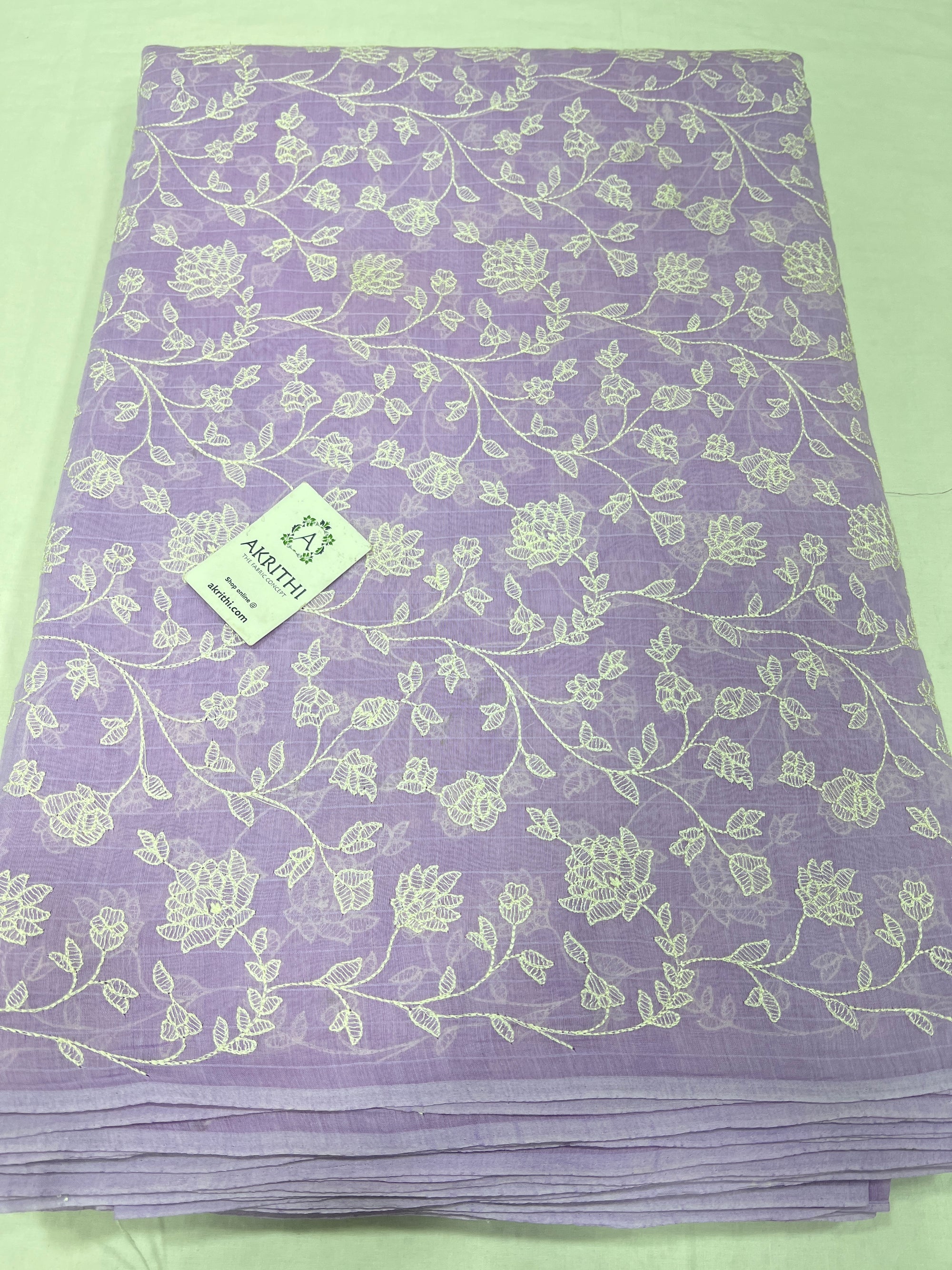 HANDLOOM MUL CHANDERI EMBROIDERED FABRIC