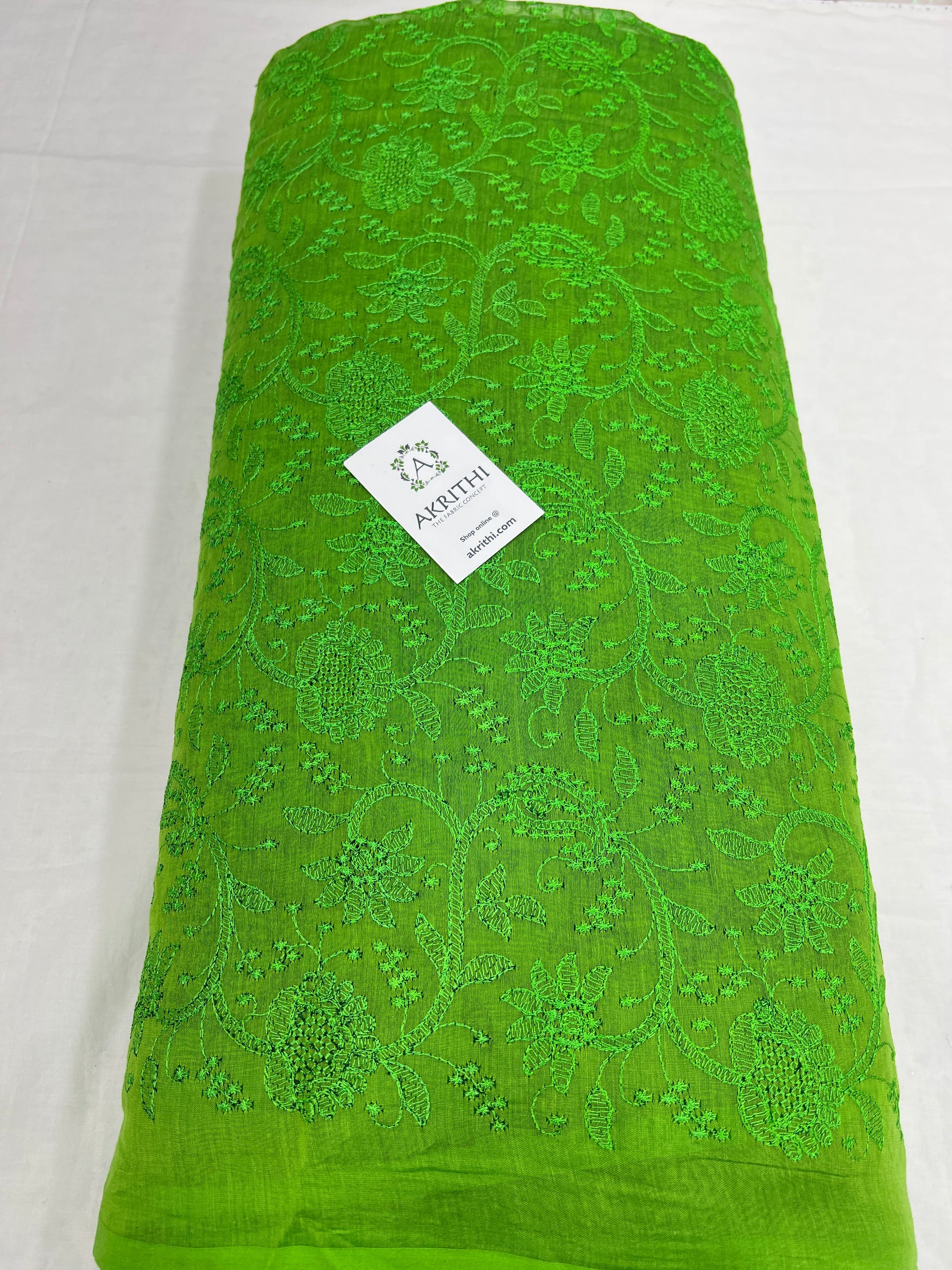 HANDLOOM MUL CHANDERI EMBROIDERED FABRIC