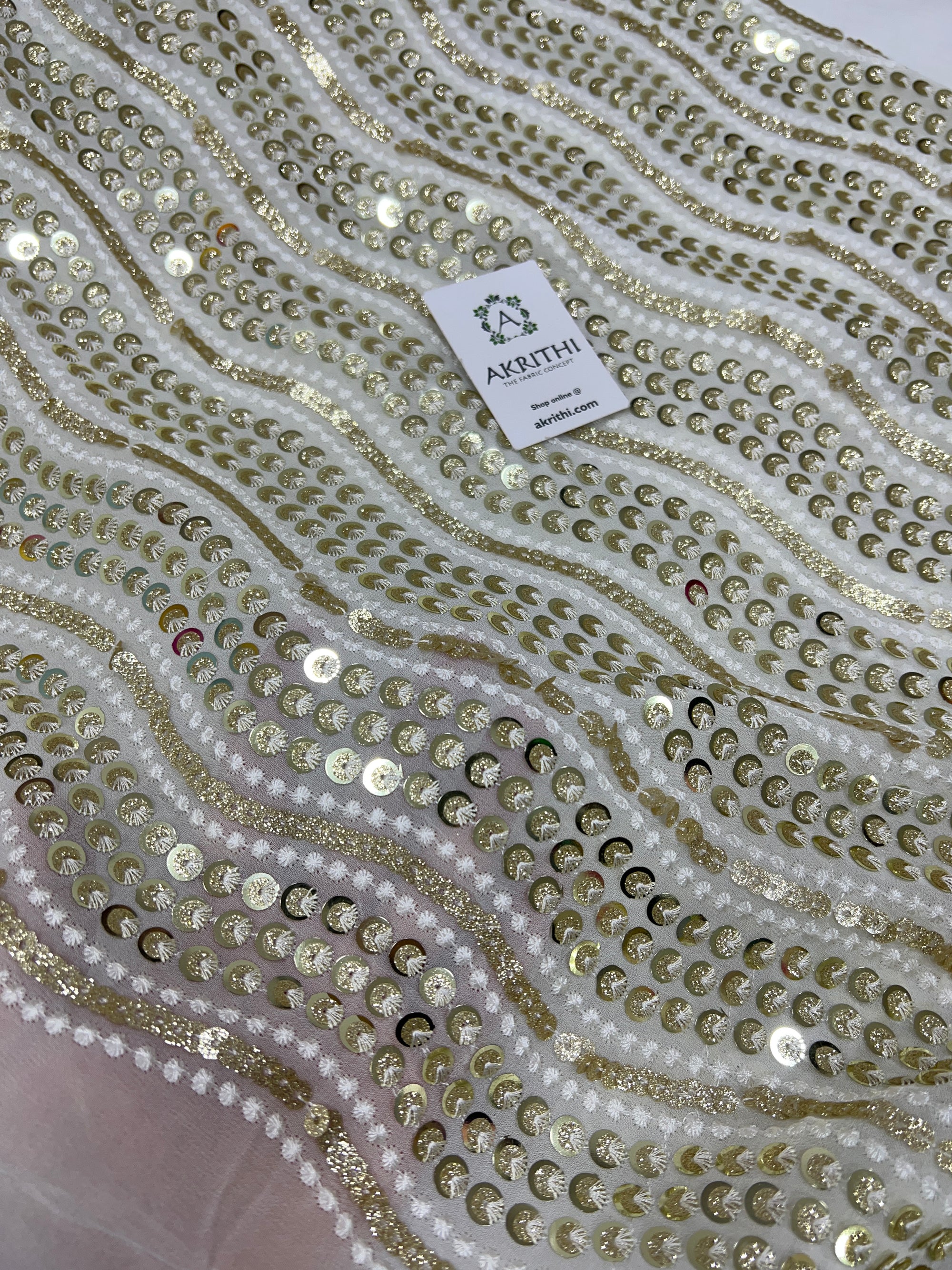 Embroidery on dyeable georgette fabric