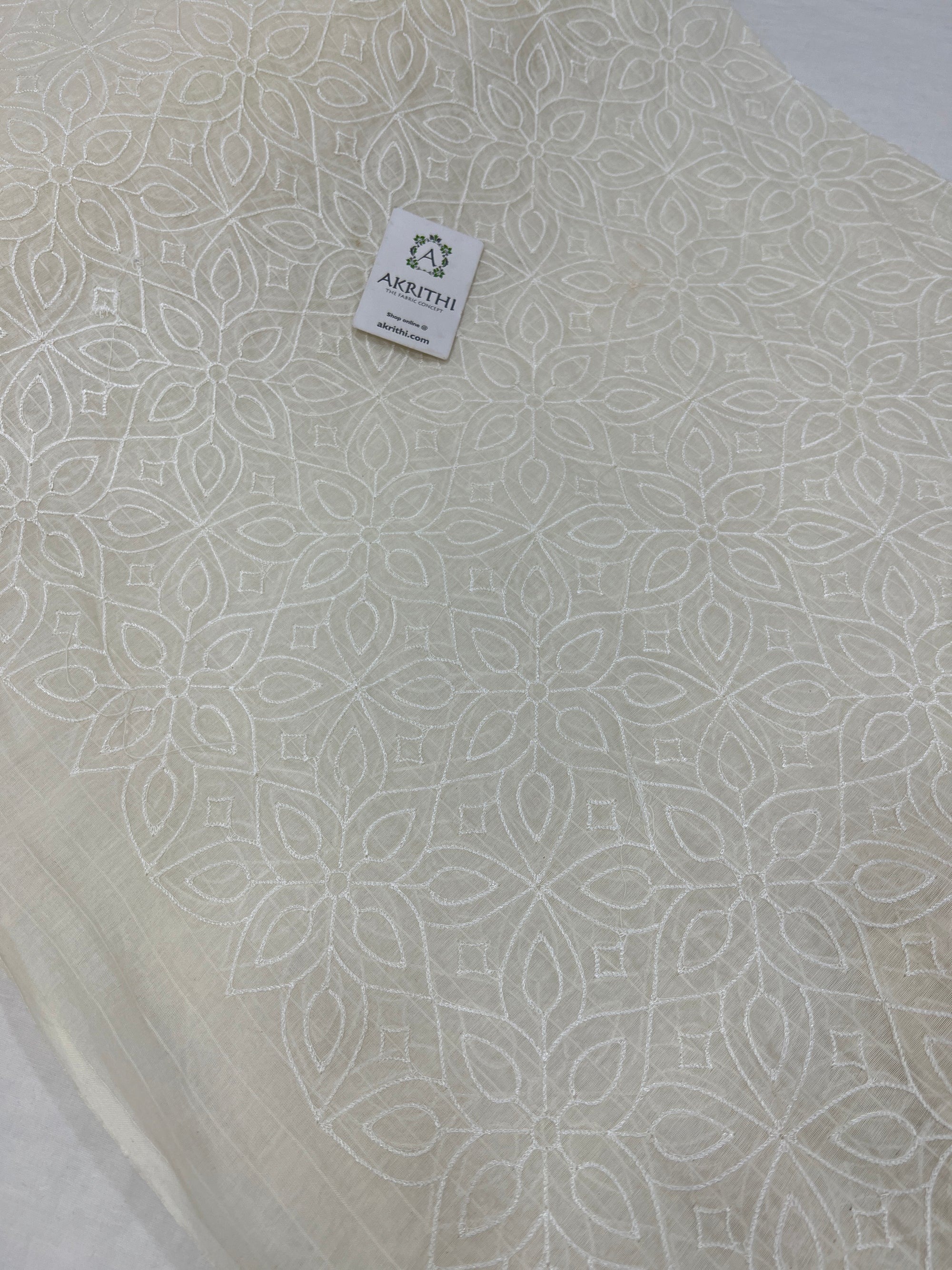 HANDLOOM MUL CHANDERI EMBROIDERED FABRIC