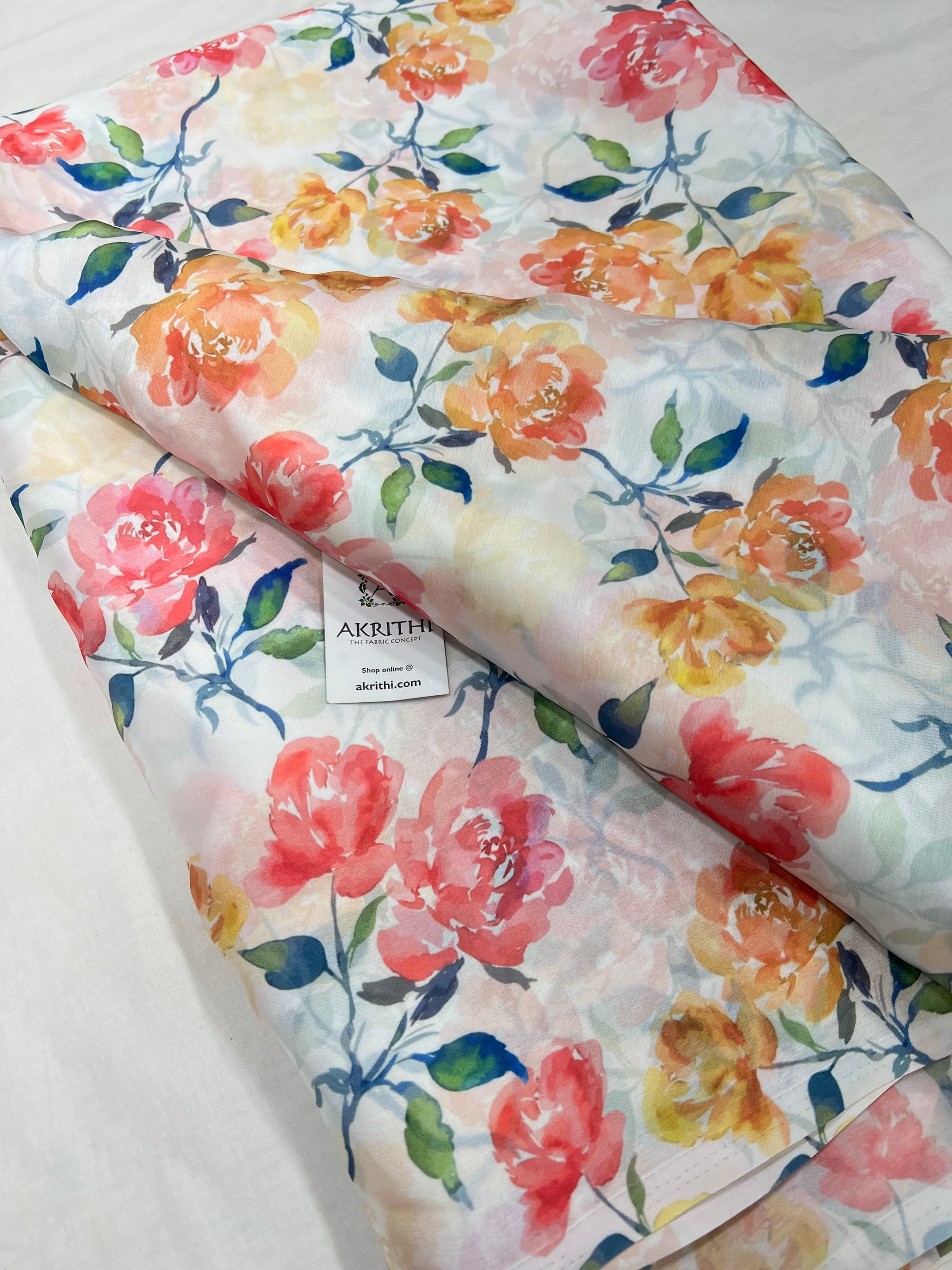 Digital printed satin georgette fabric 80 cms cut