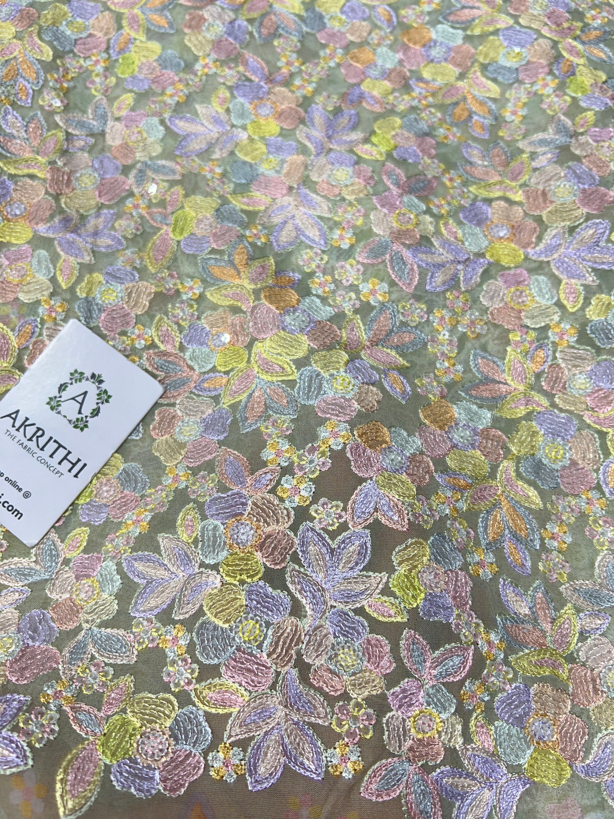 Embroidered organza fabric