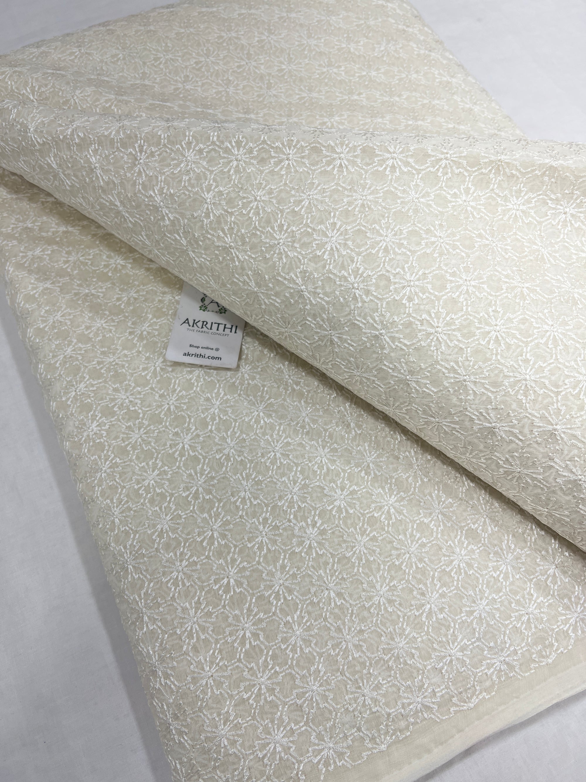 HANDLOOM MUL CHANDERI EMBROIDERED FABRIC