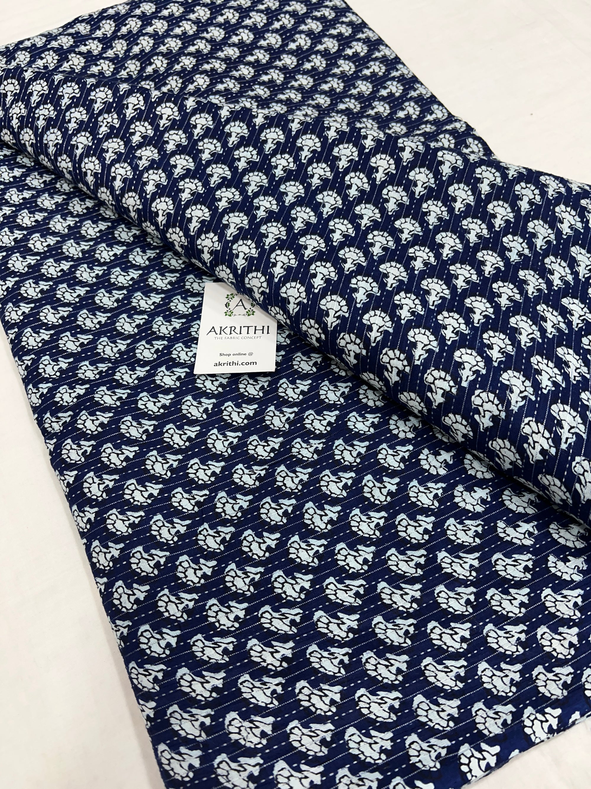 Printed Kantha pure cotton fabric