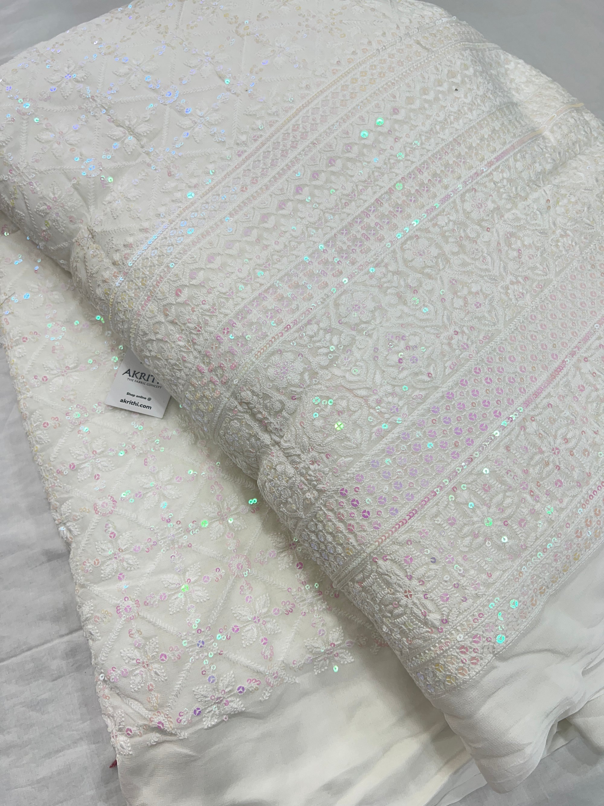 Dyeable Heavy Embroidered georgette fabric