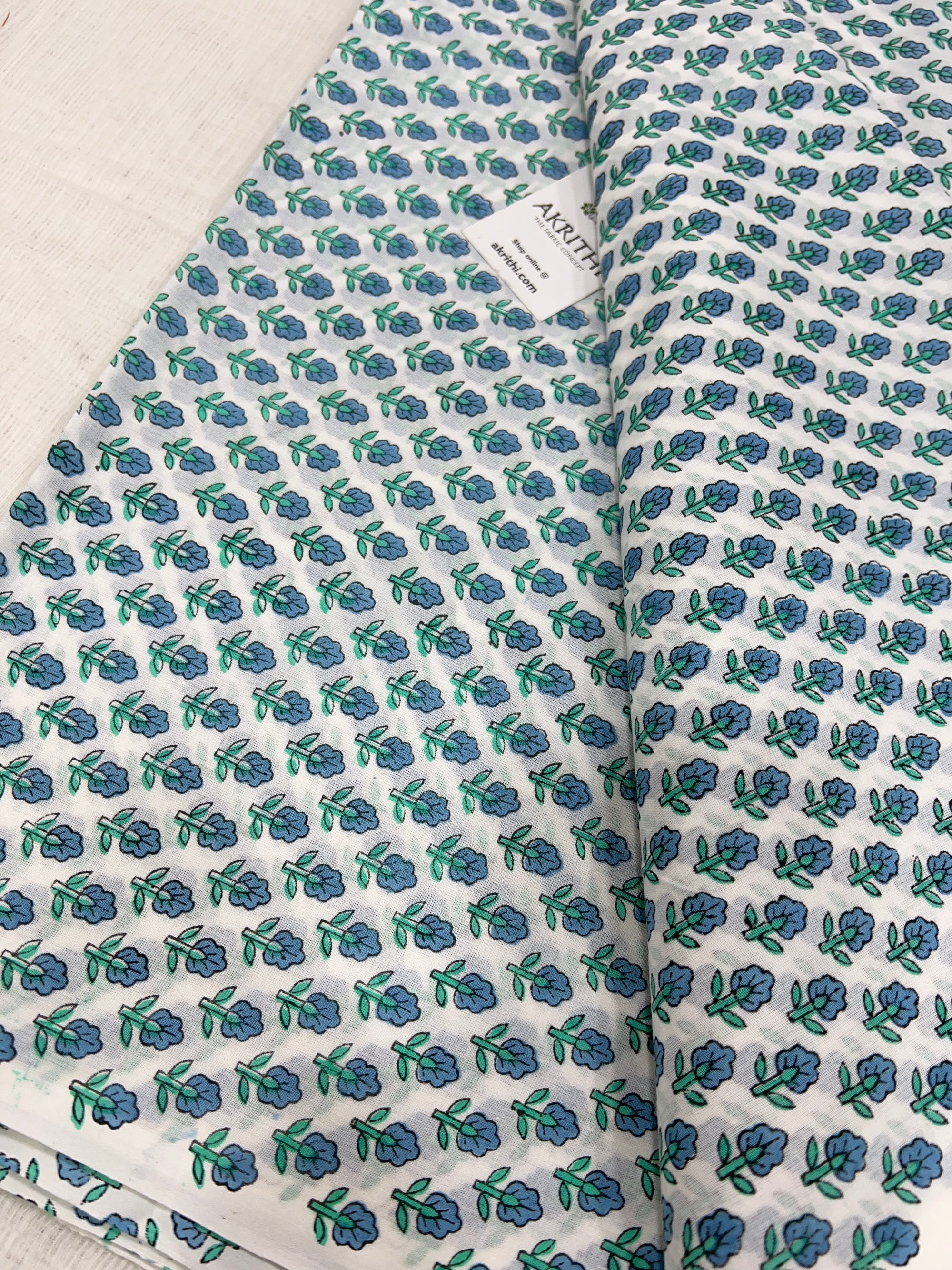 Hand block Printed pure mul cotton fabric