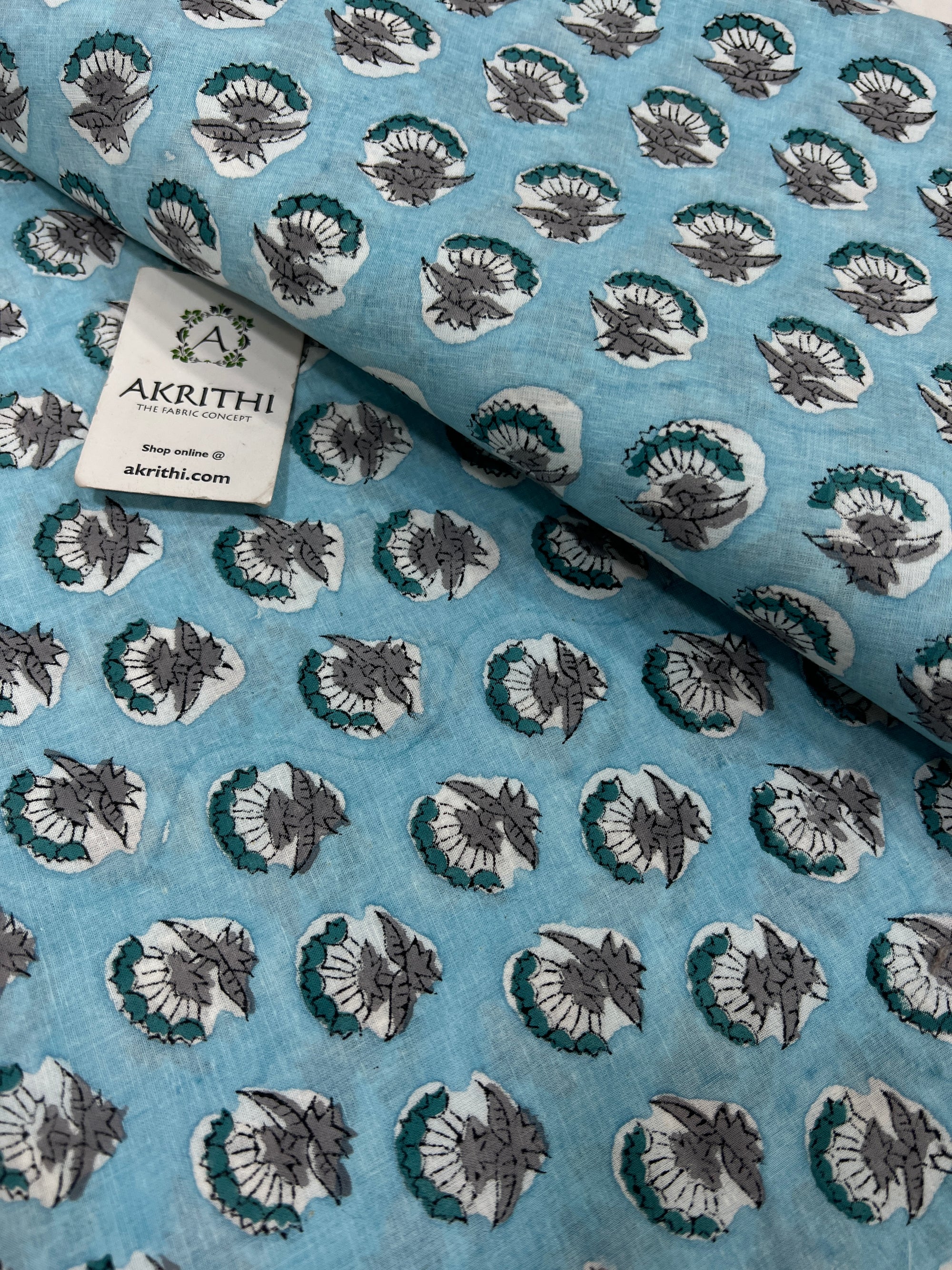 Hand block Printed pure cotton fabric