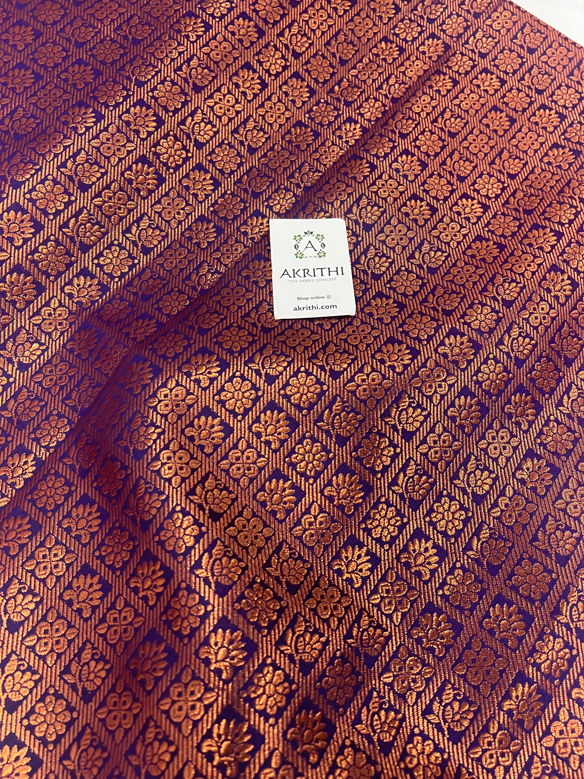 Banarasi brocade fabric with copper zari
