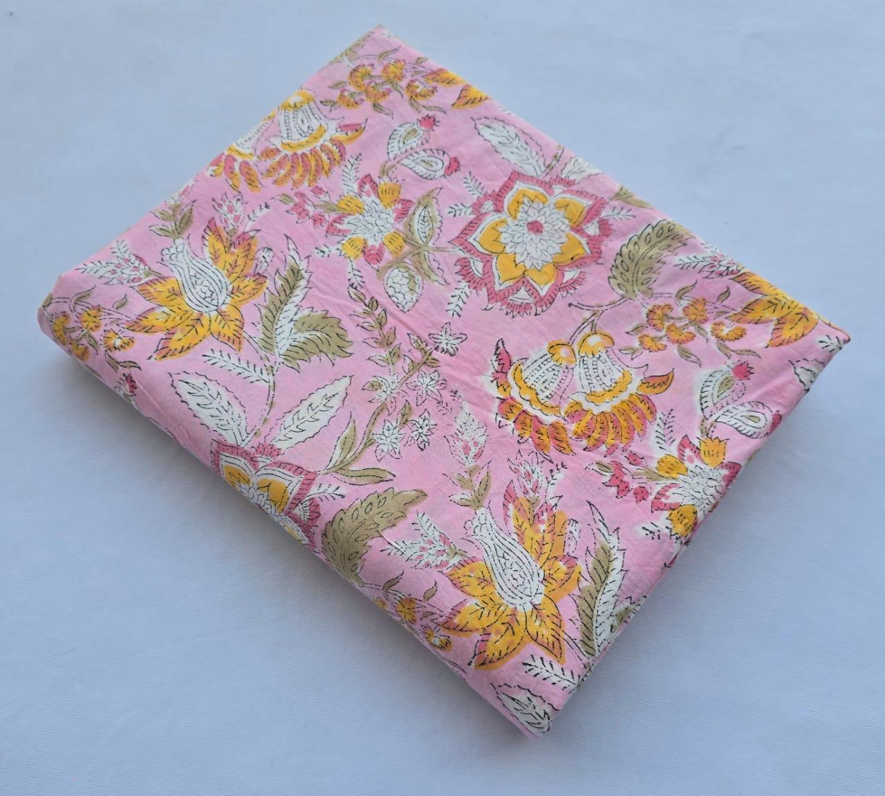 Hand block printed pure cotton fabric