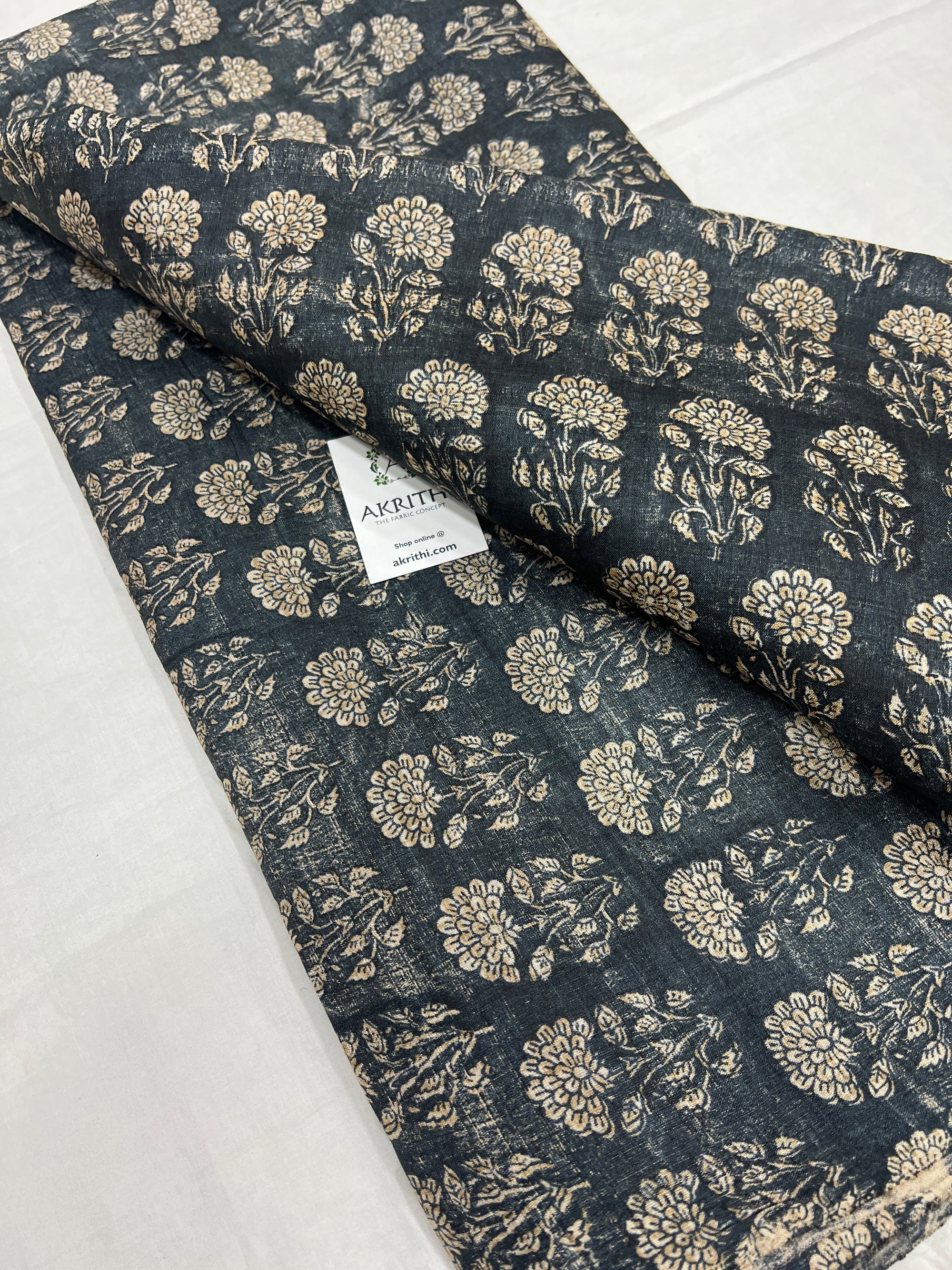 Hand block Printed handloom pure tussar silk fabric