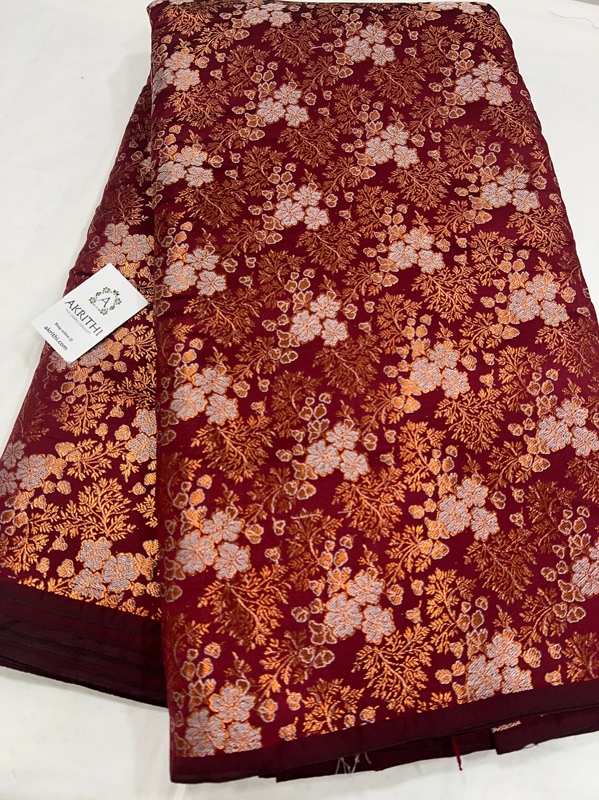 Banarasi brocade fabric with copper zari