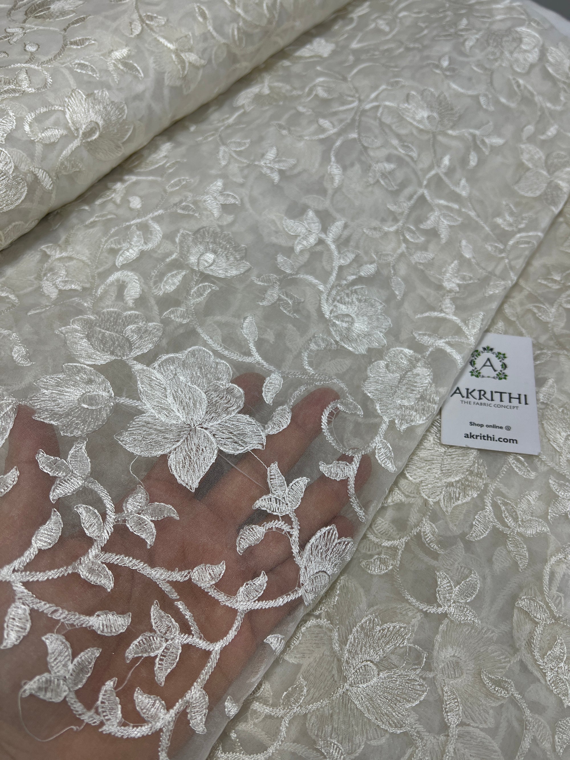 Embroidered organza fabric