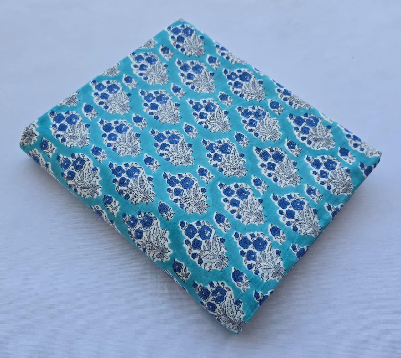 Hand block printed pure cotton fabric