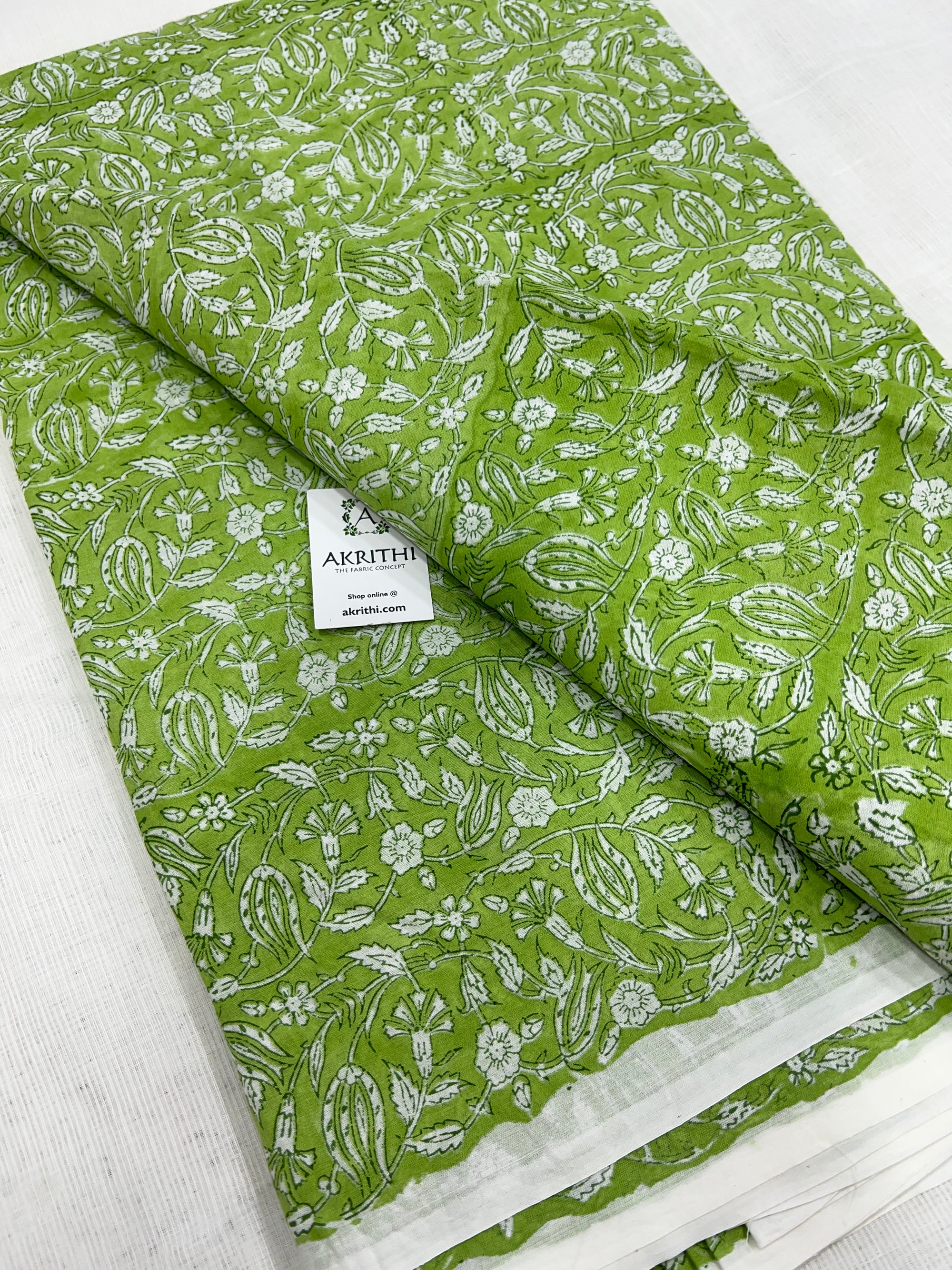 Hand block Printed pure mul cotton fabric