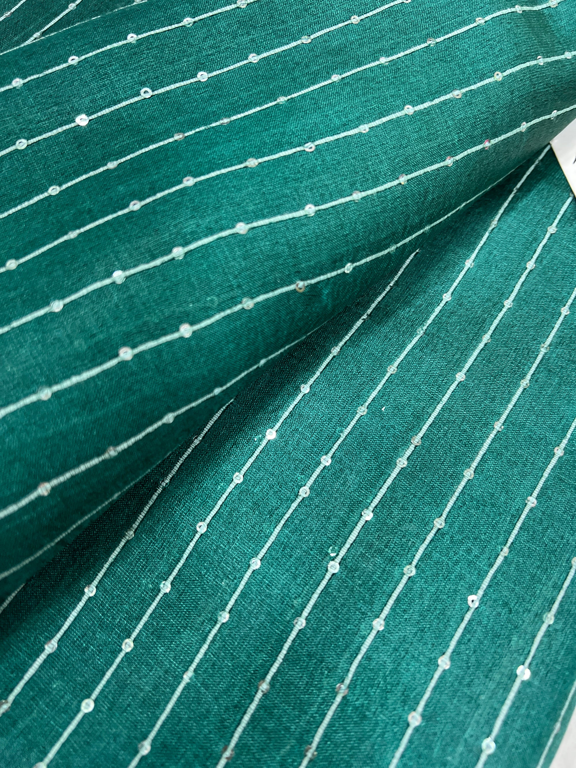 Striped Pure Tussar silk fabric with sequins