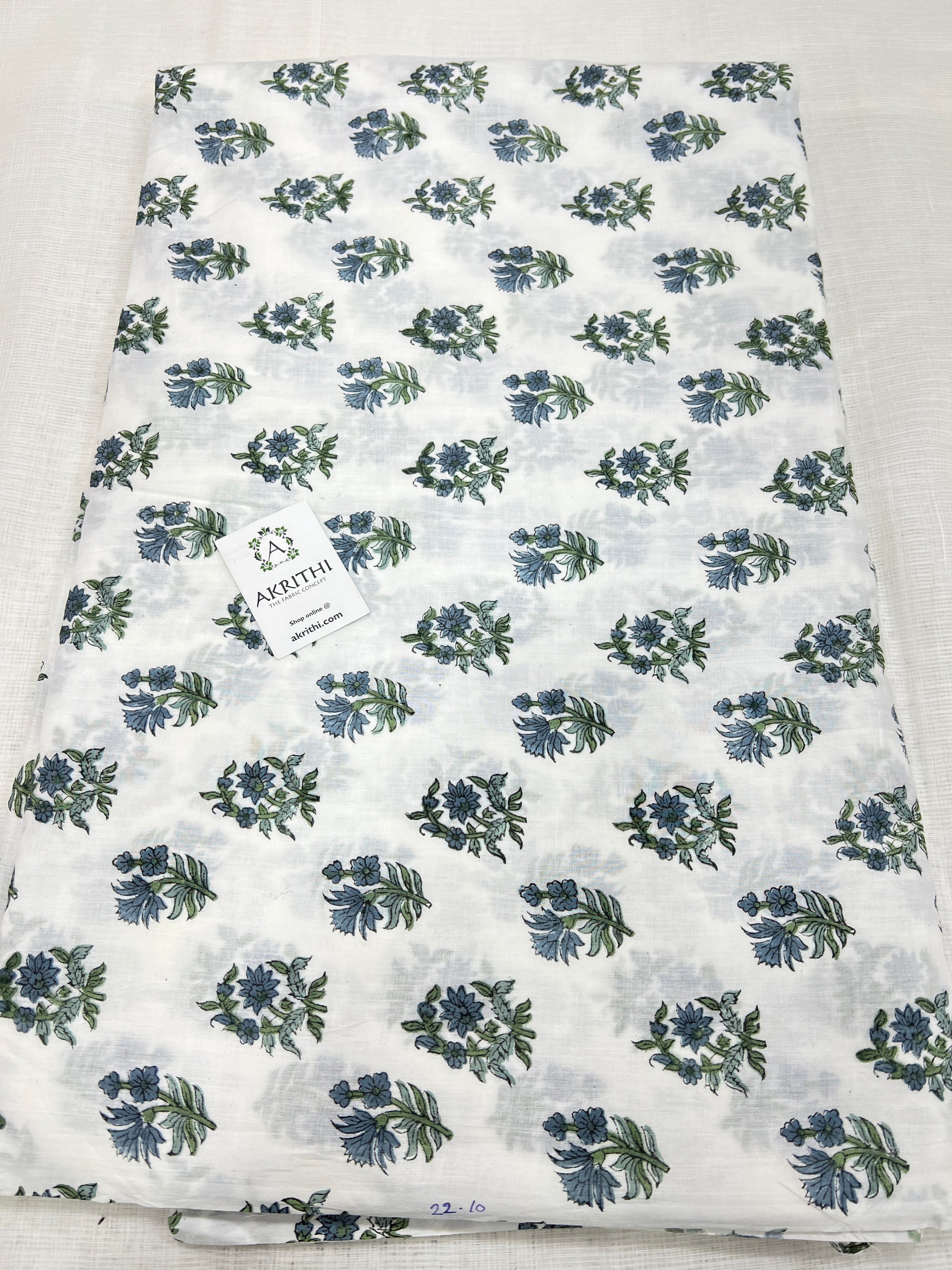 Hand block Printed pure mul cotton fabric