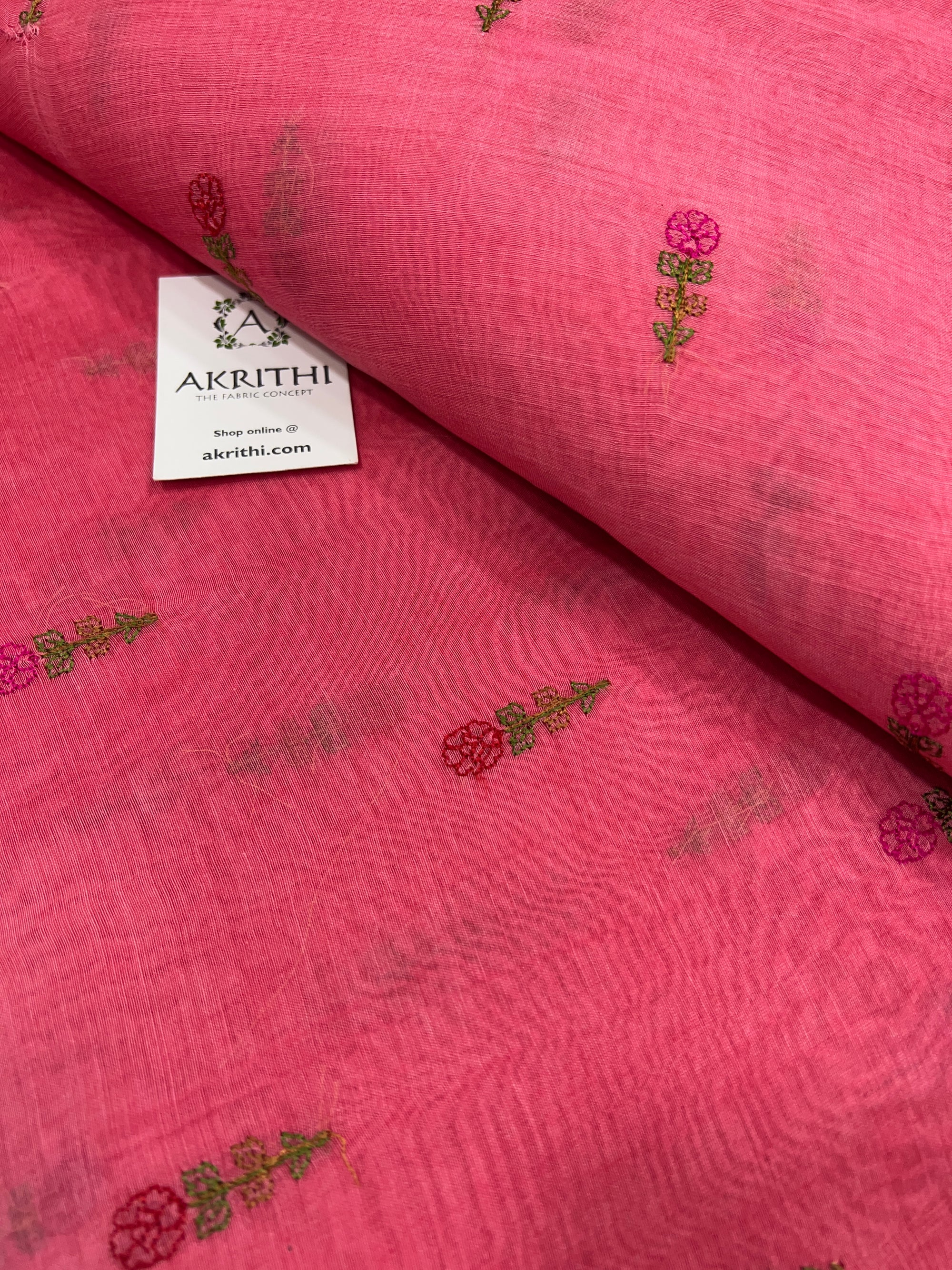 HANDLOOM MUL CHANDERI EMBROIDERED FABRIC