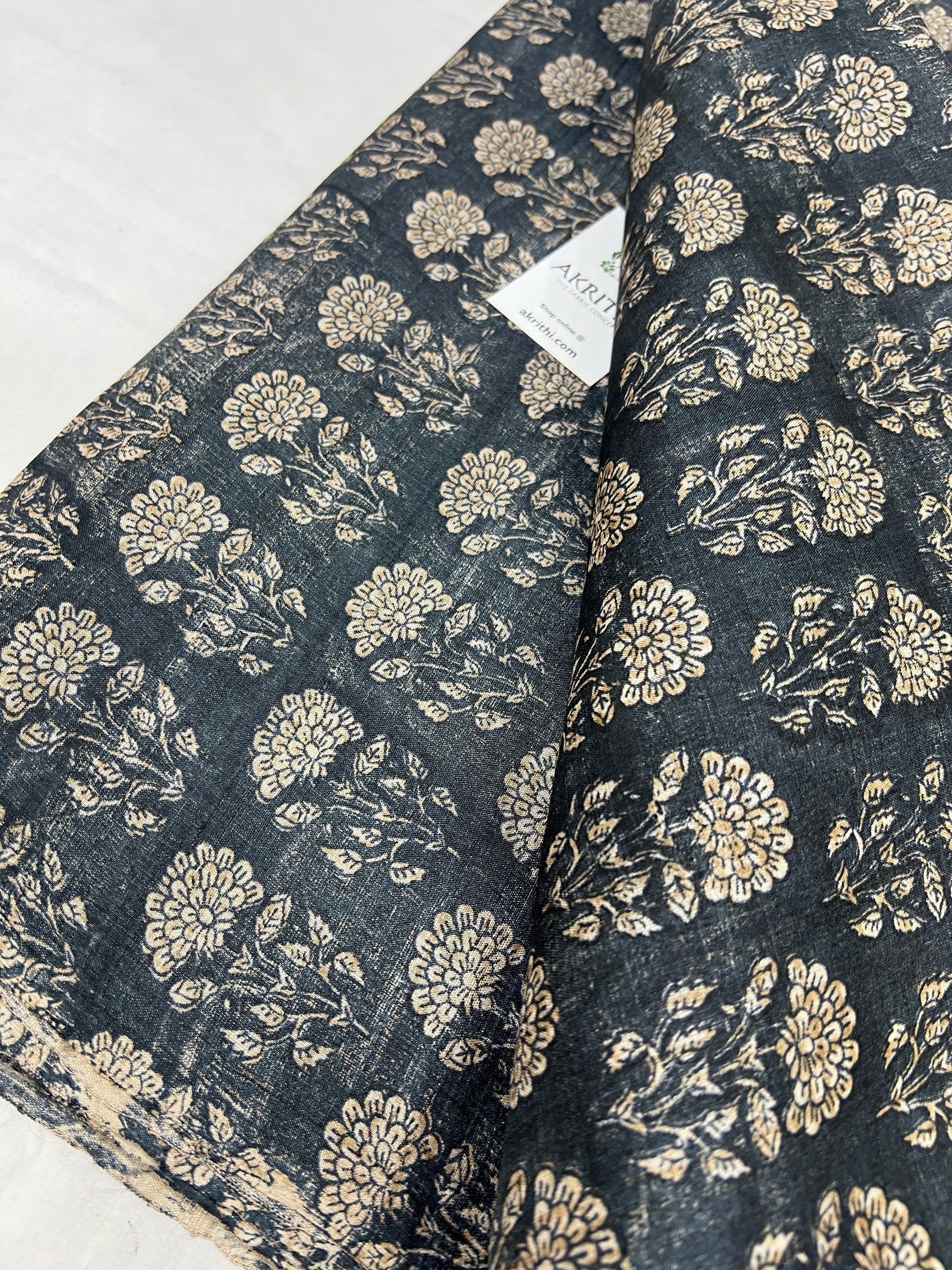 Hand block Printed handloom pure tussar silk fabric
