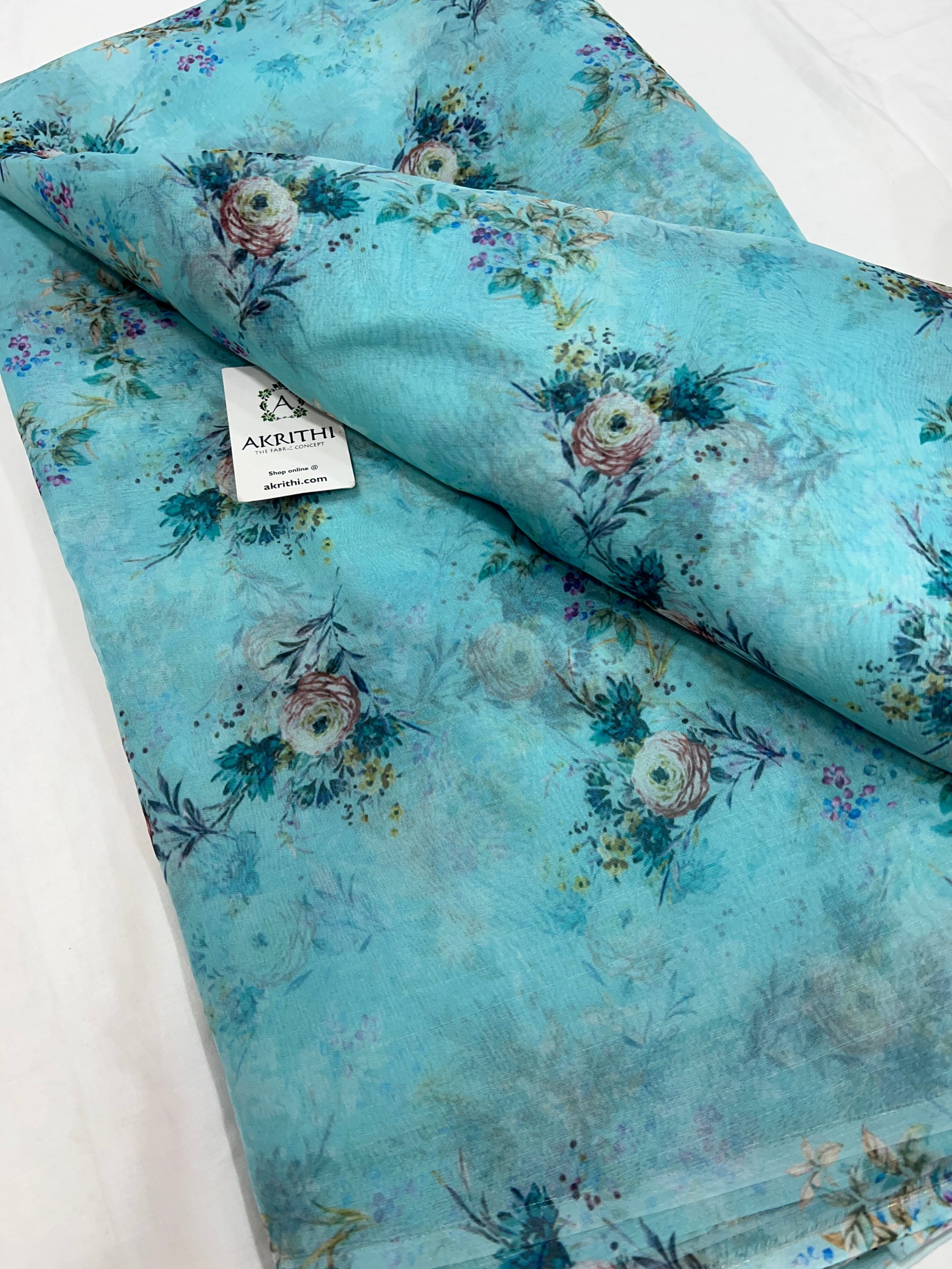 Digital floral Printed organza fabric