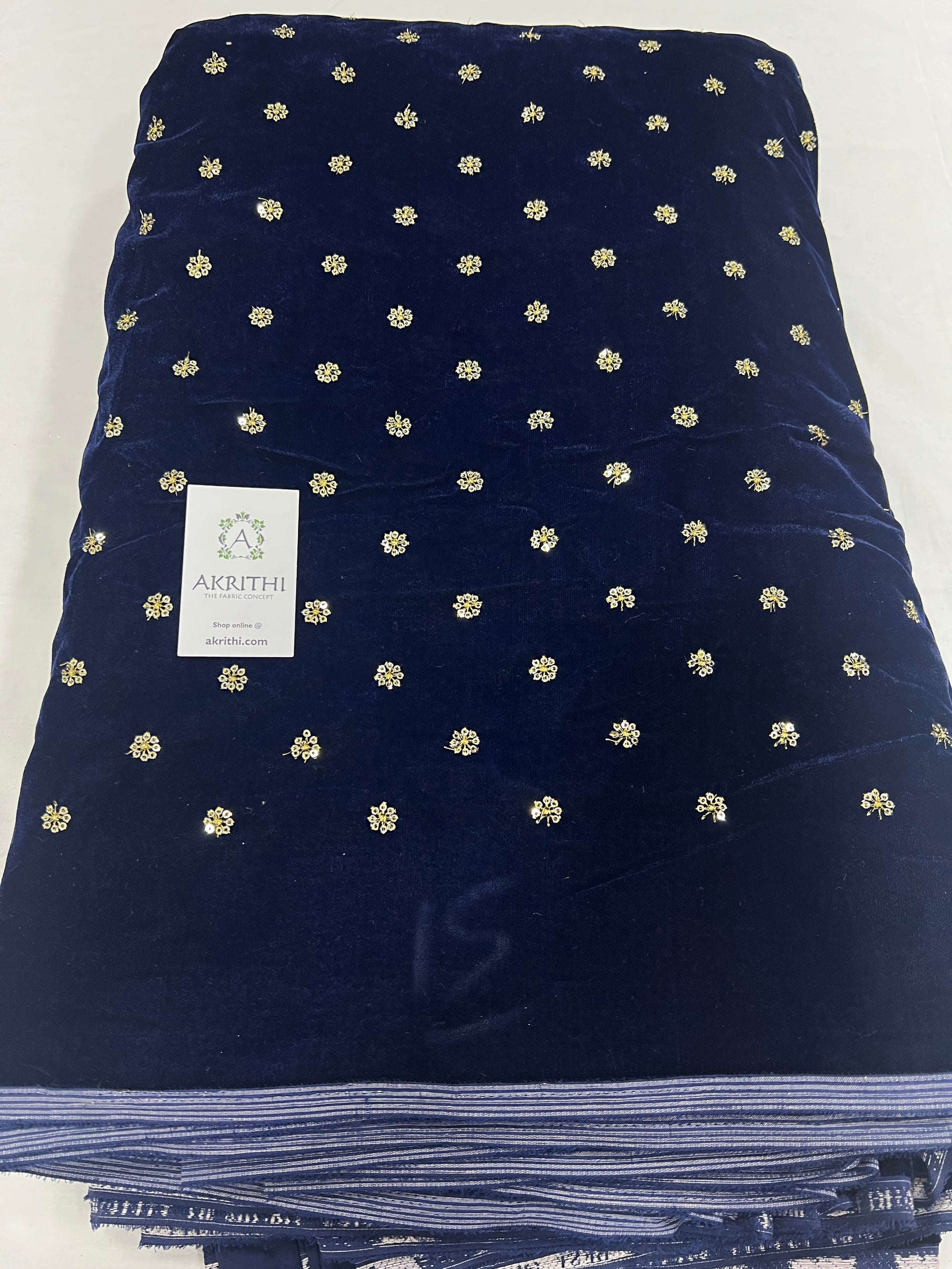 Embroidery on micro velvet fabric