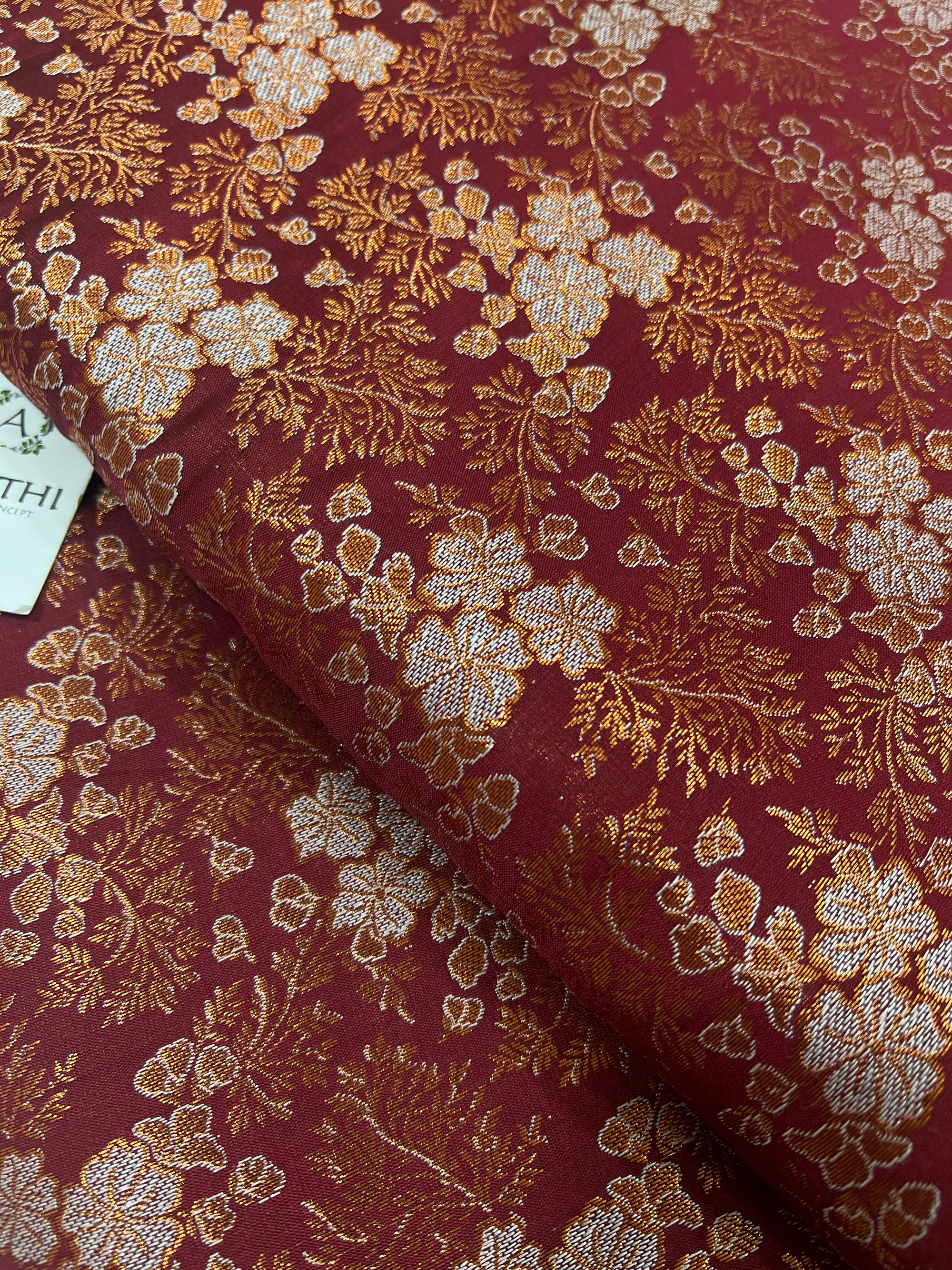 Banarasi brocade fabric with copper zari