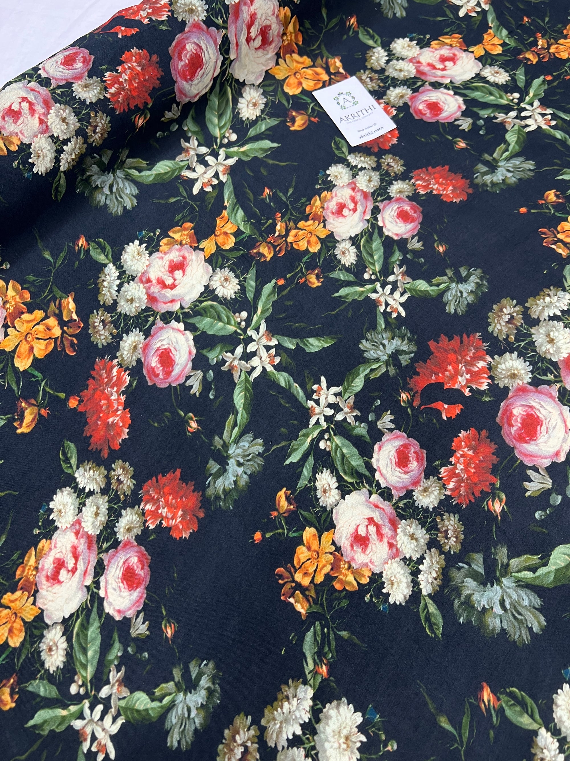 Printed pure muslin fabric