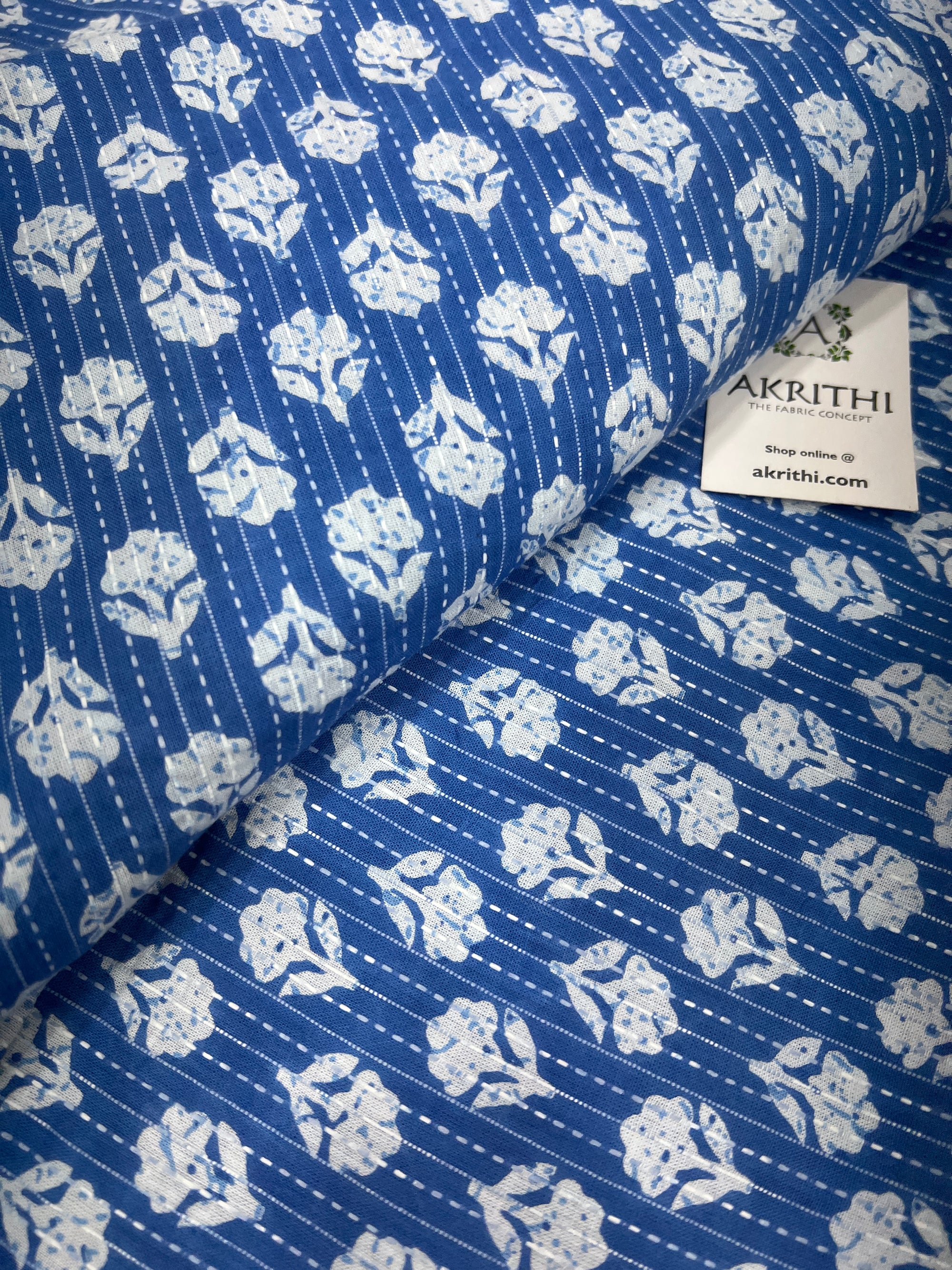 Printed Kantha pure cotton fabric