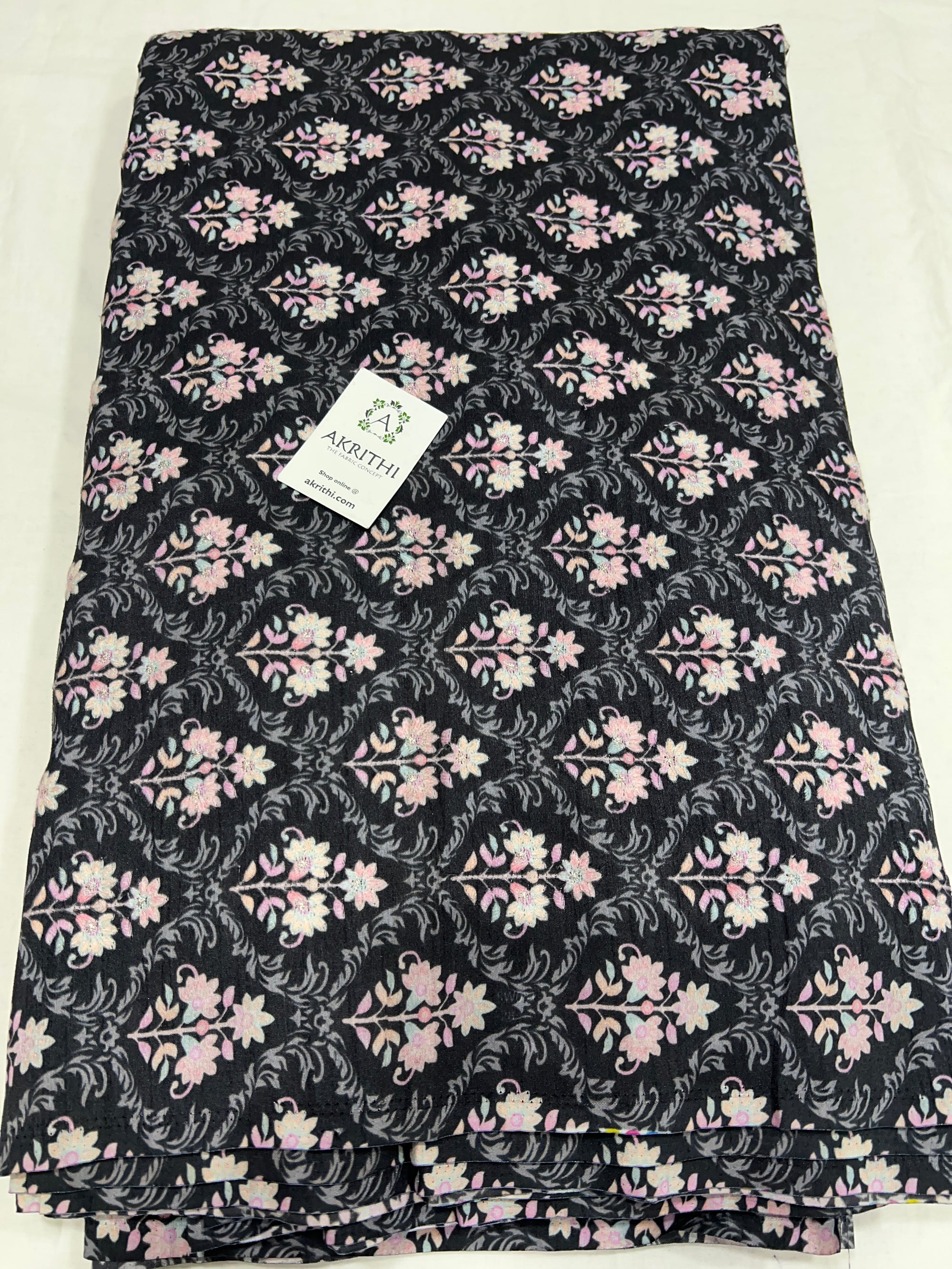 Embroidered Raw silk fabric