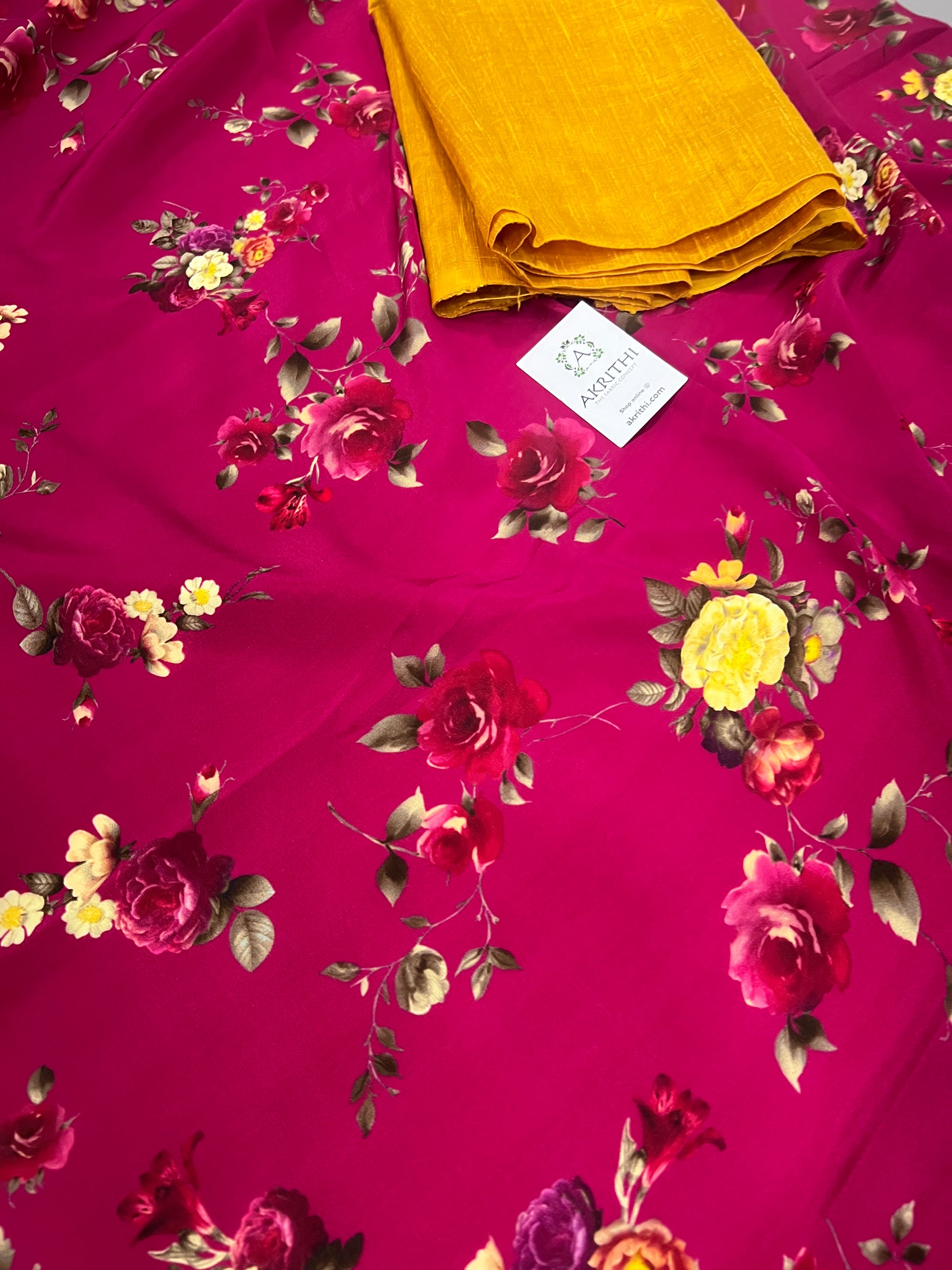 Digital printed pure silk crepe saree with blouse