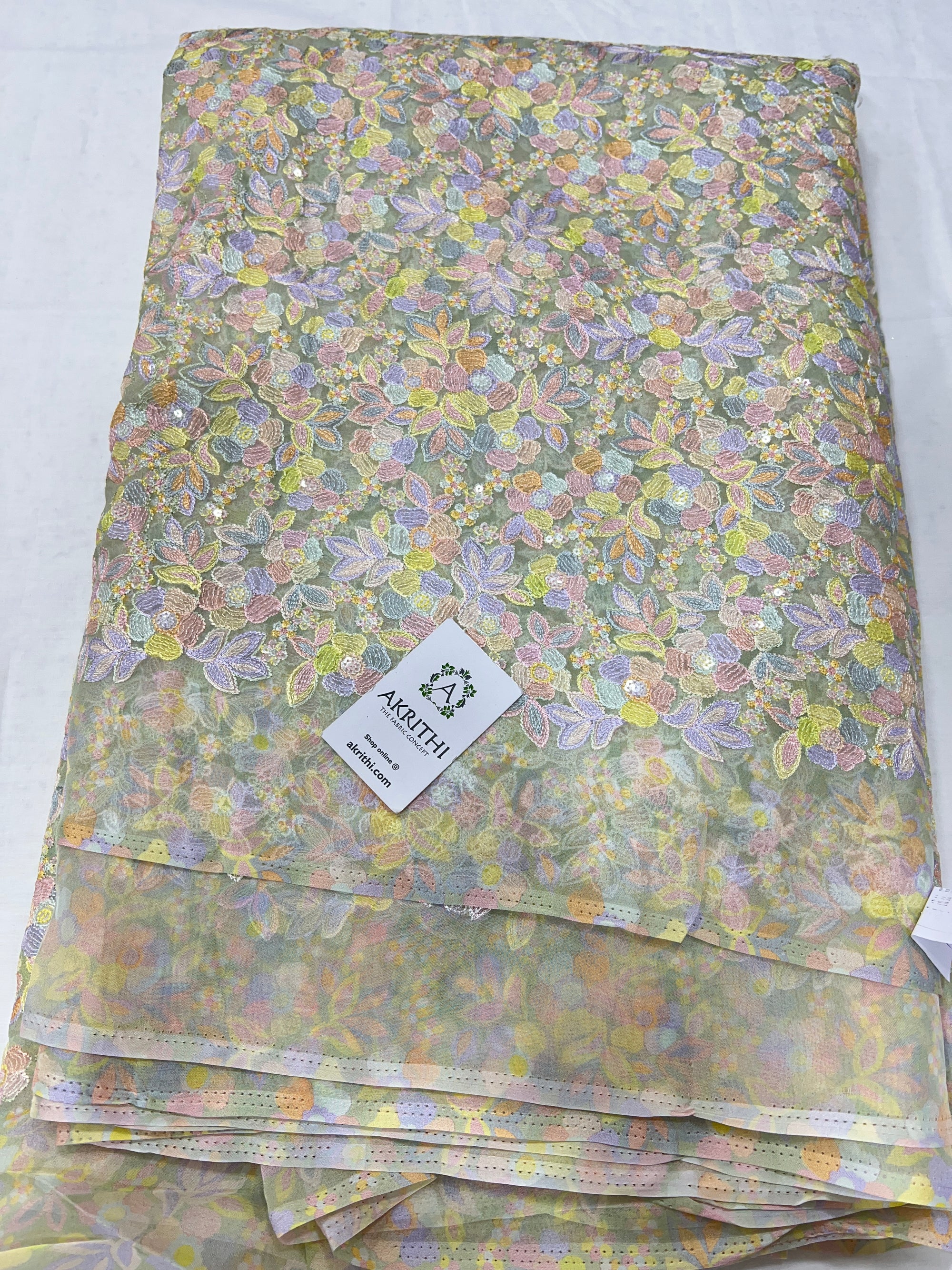 Embroidered organza fabric