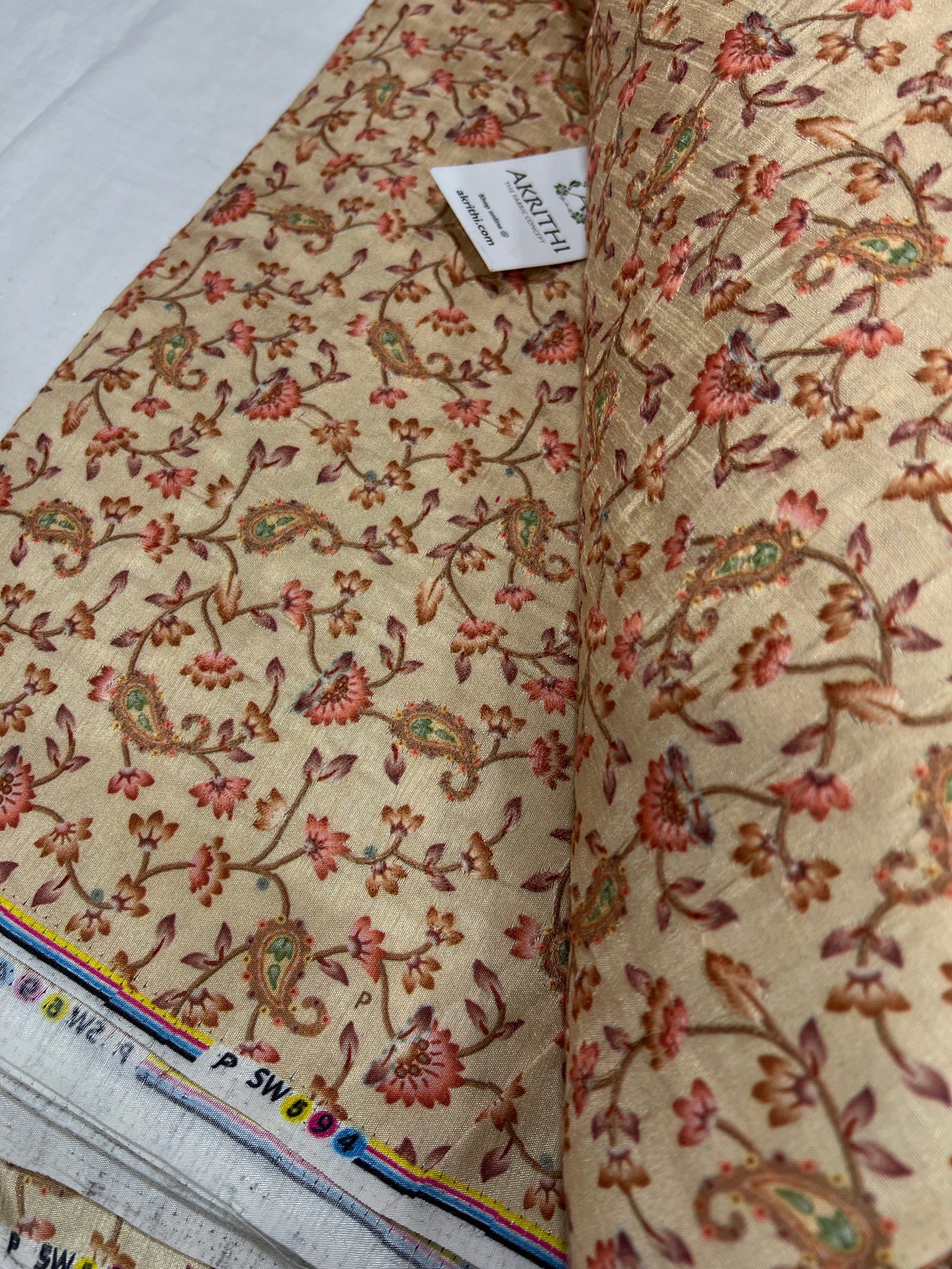 Embroidered silk fabric