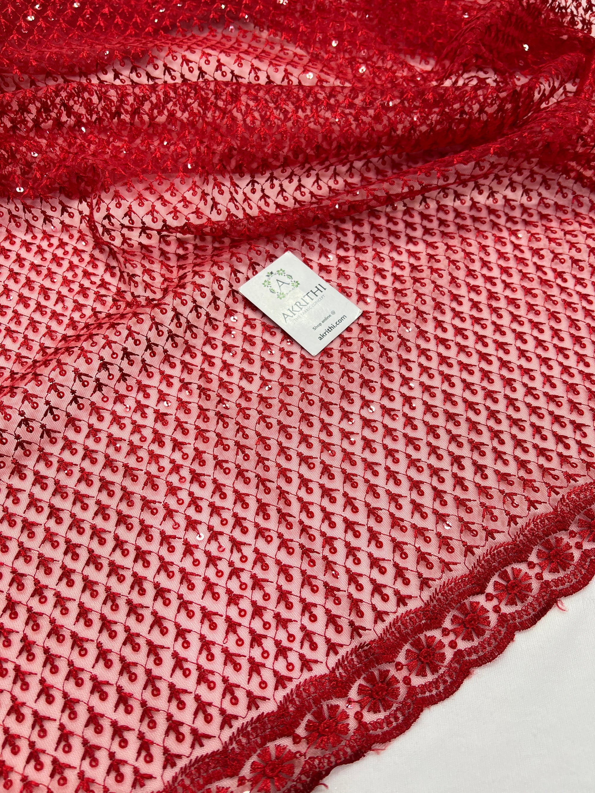Embroidery on net fabric