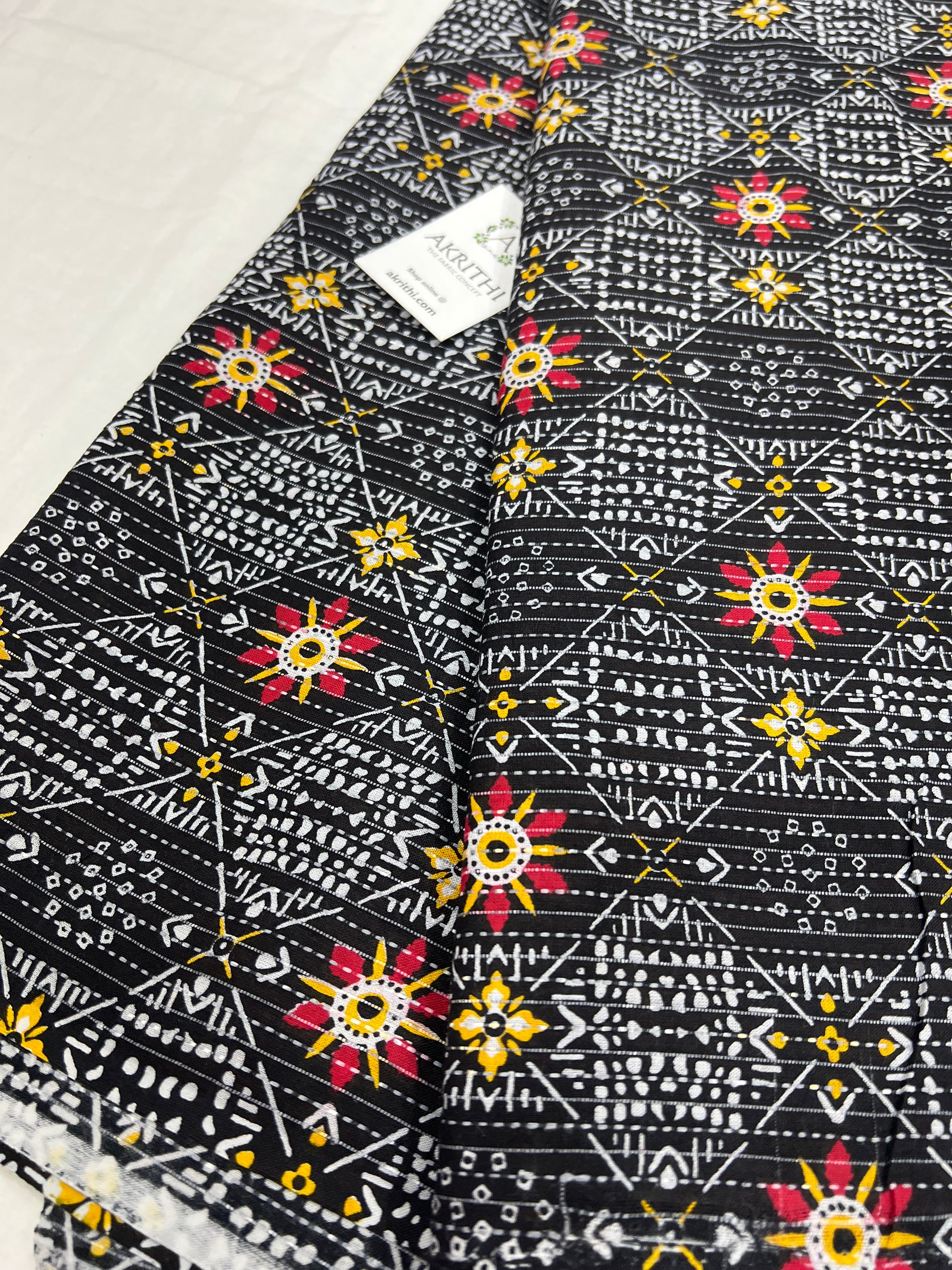 Printed Kantha pure cotton fabric