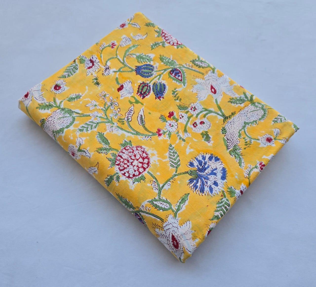 Hand block printed pure cotton fabric