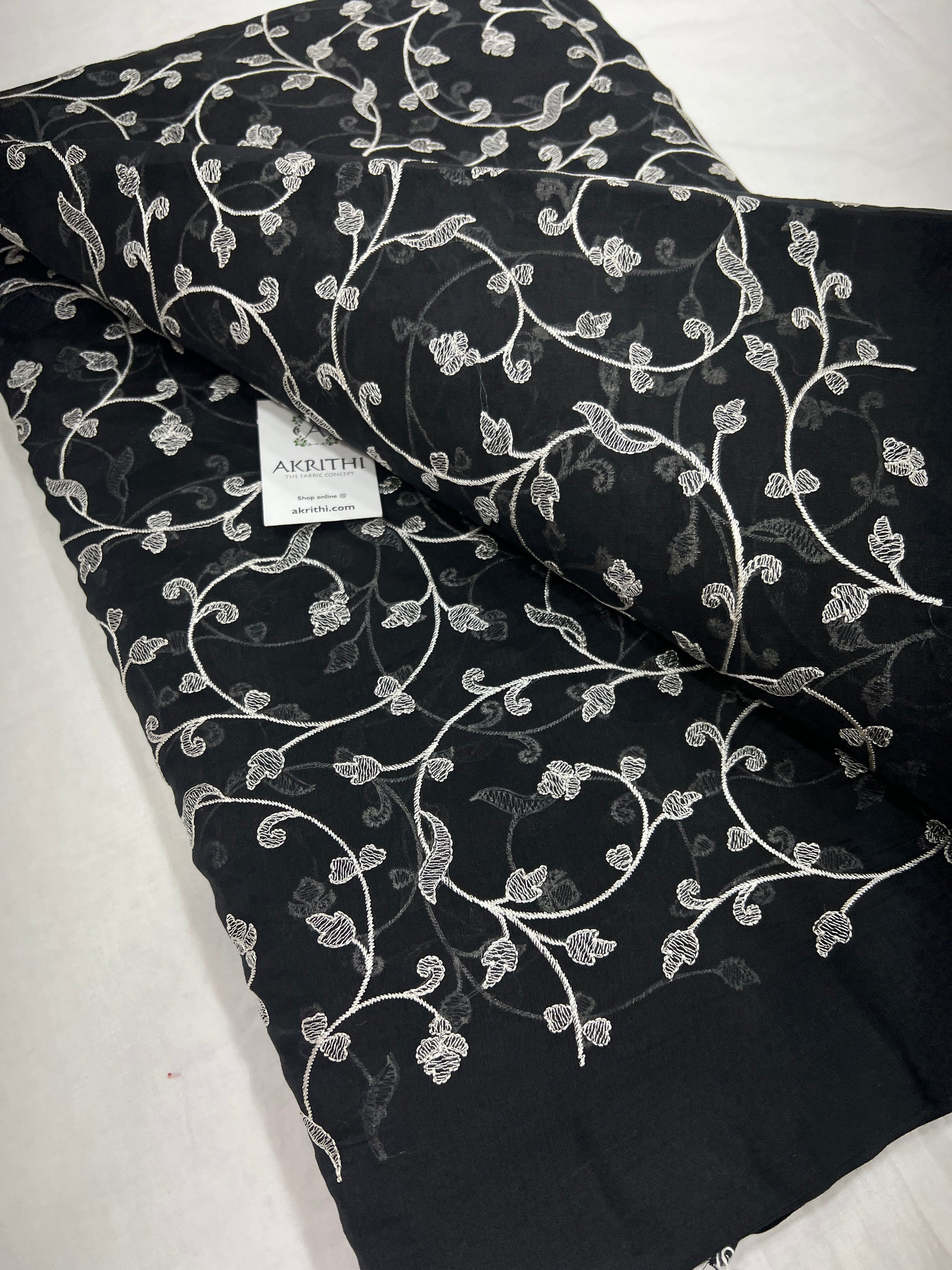 HANDLOOM MUL CHANDERI EMBROIDERED FABRIC