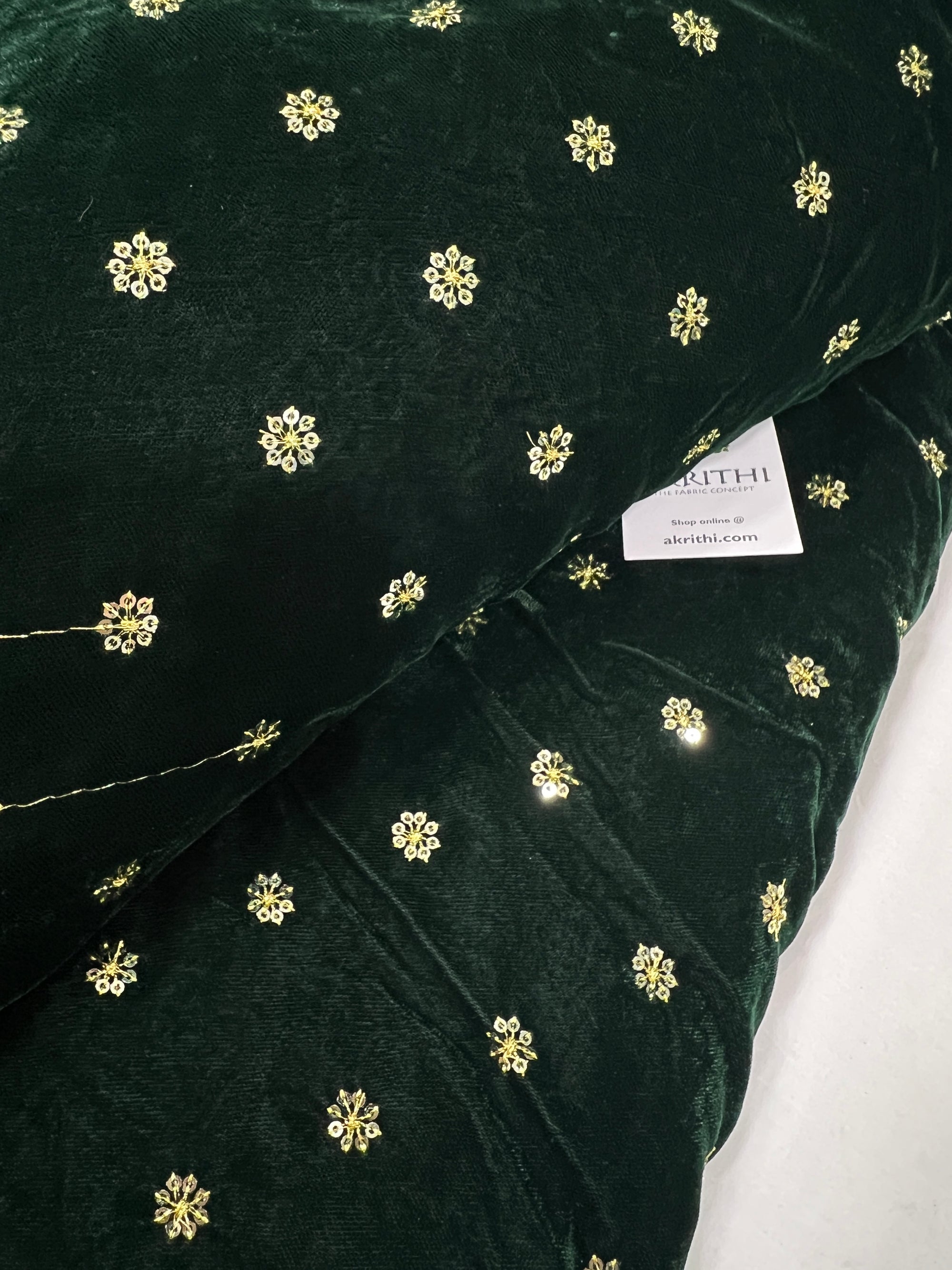 Embroidery on micro velvet fabric