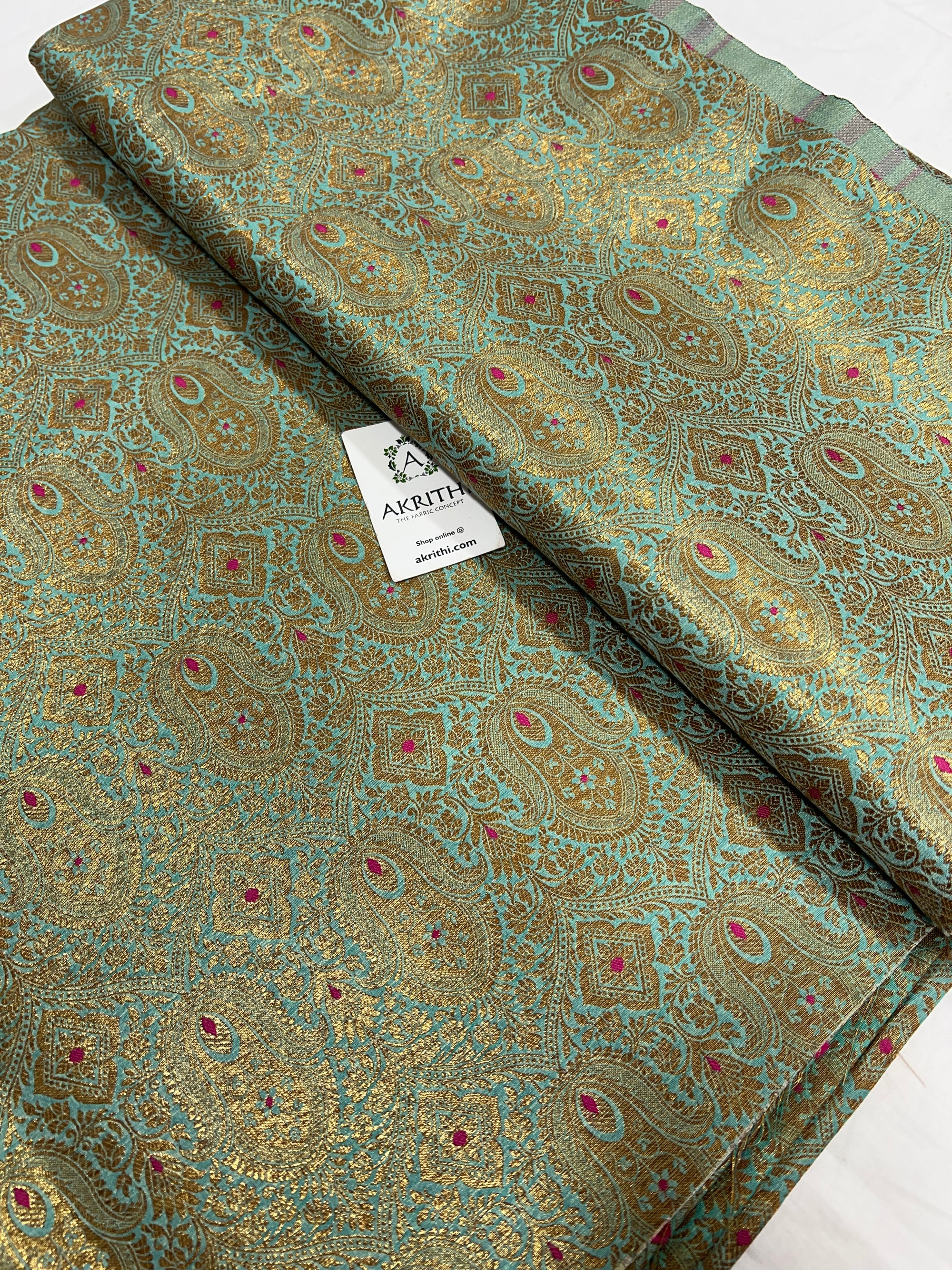 Pure Banarasi brocade fabric 75 cms cut