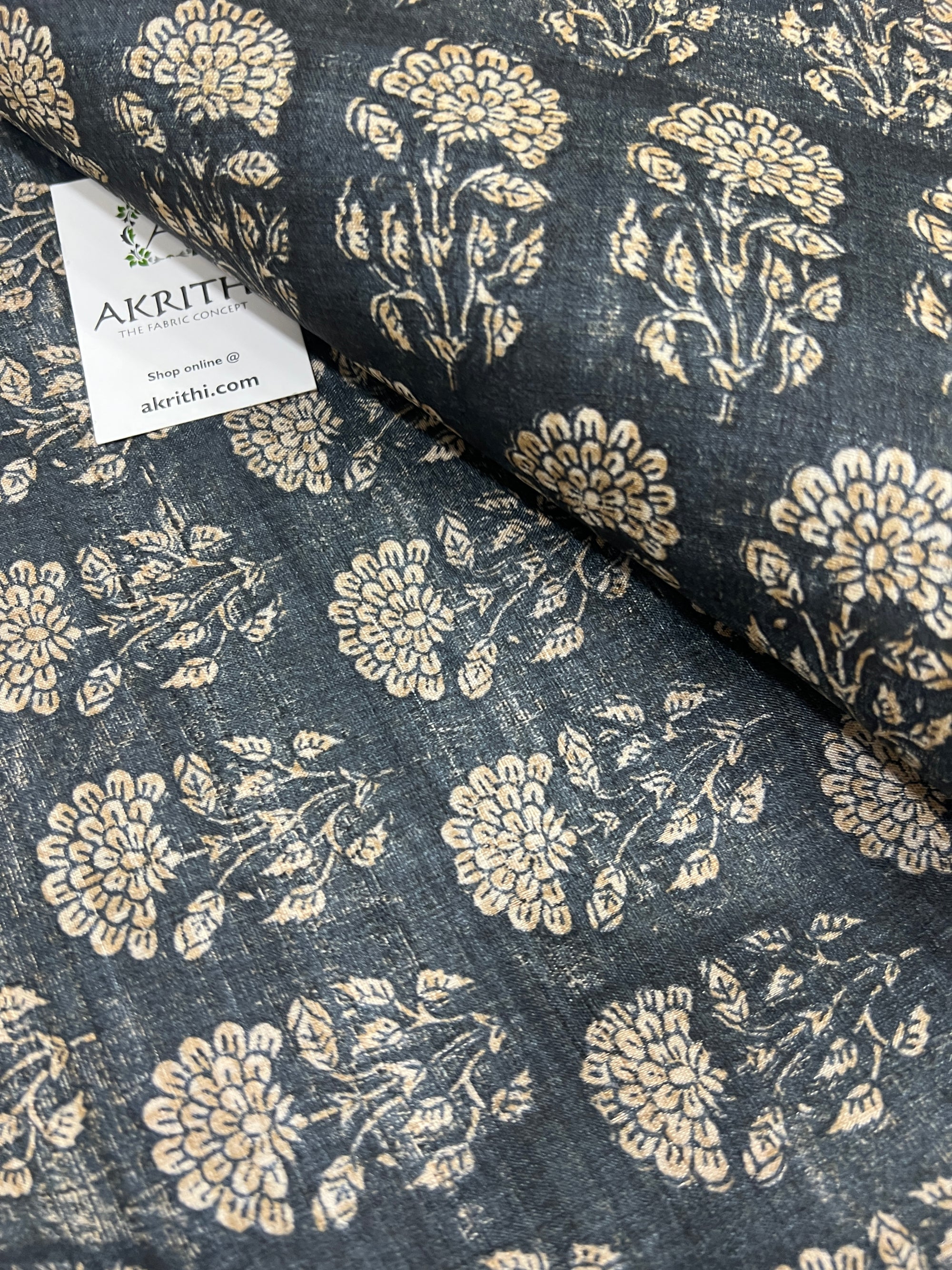 Hand block Printed handloom pure tussar silk fabric