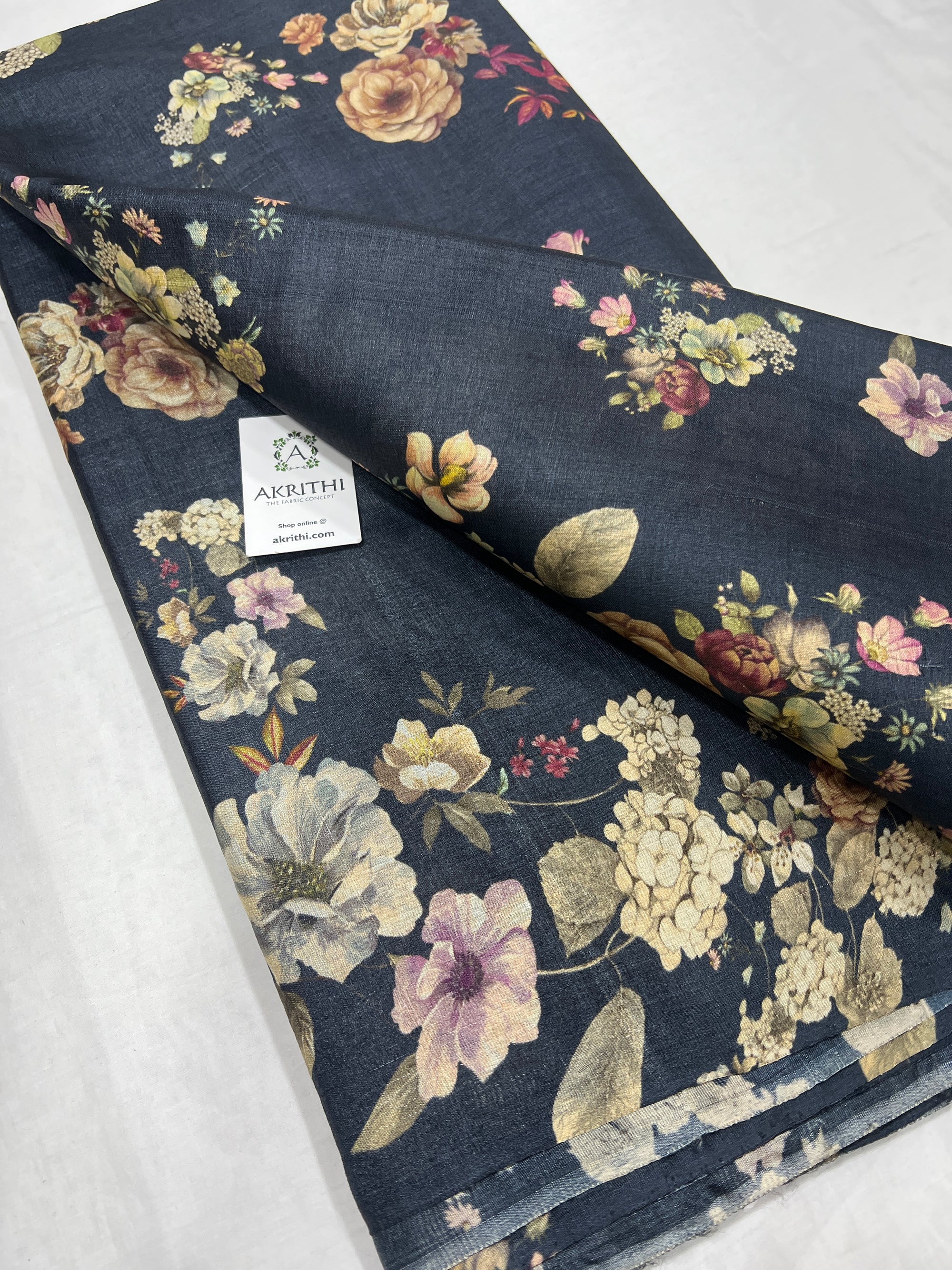 Digital Printed handloom pure tussar silk fabric
