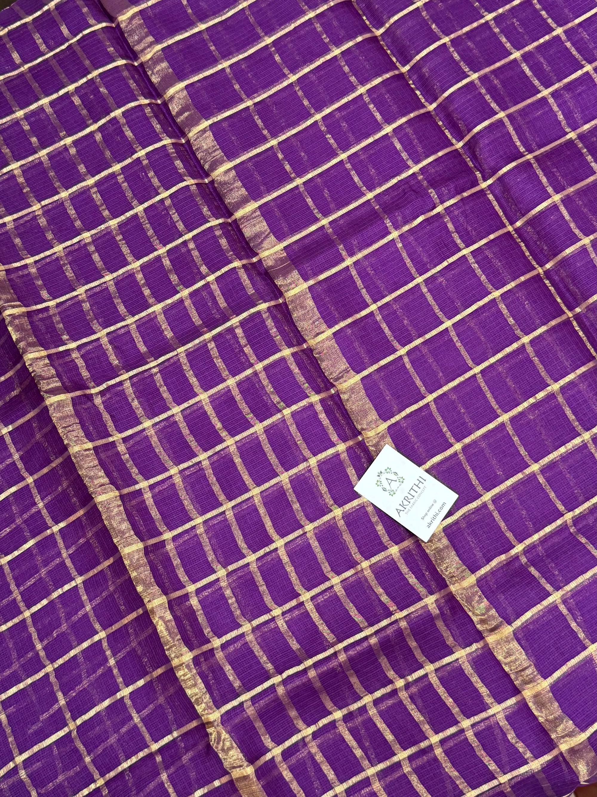 Pure kota silk saree with zari checks