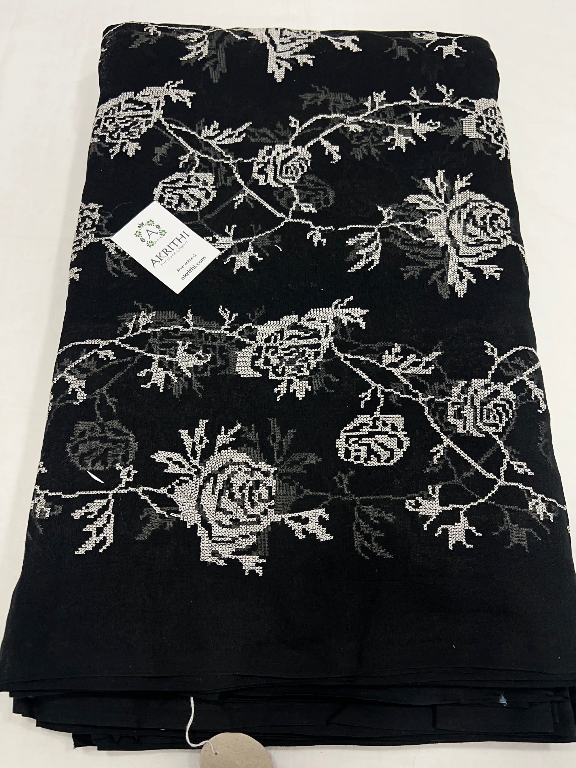 HANDLOOM MUL CHANDERI EMBROIDERED FABRIC