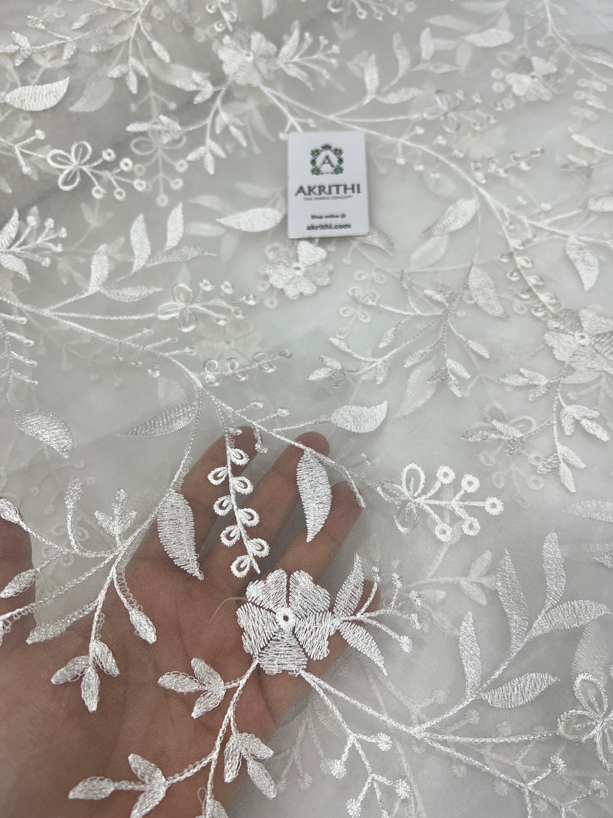 Embroidered organza fabric