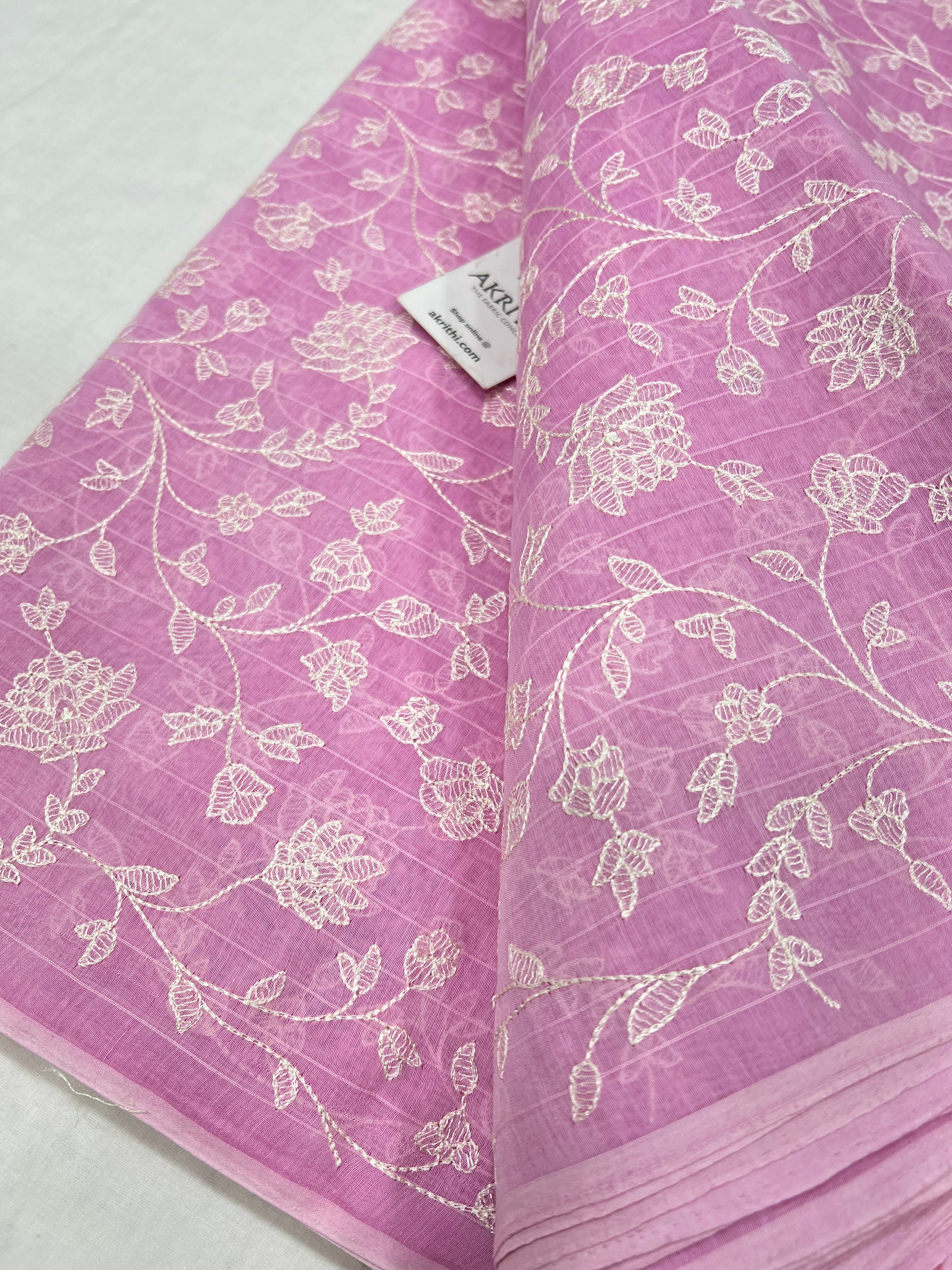 HANDLOOM MUL CHANDERI EMBROIDERED FABRIC