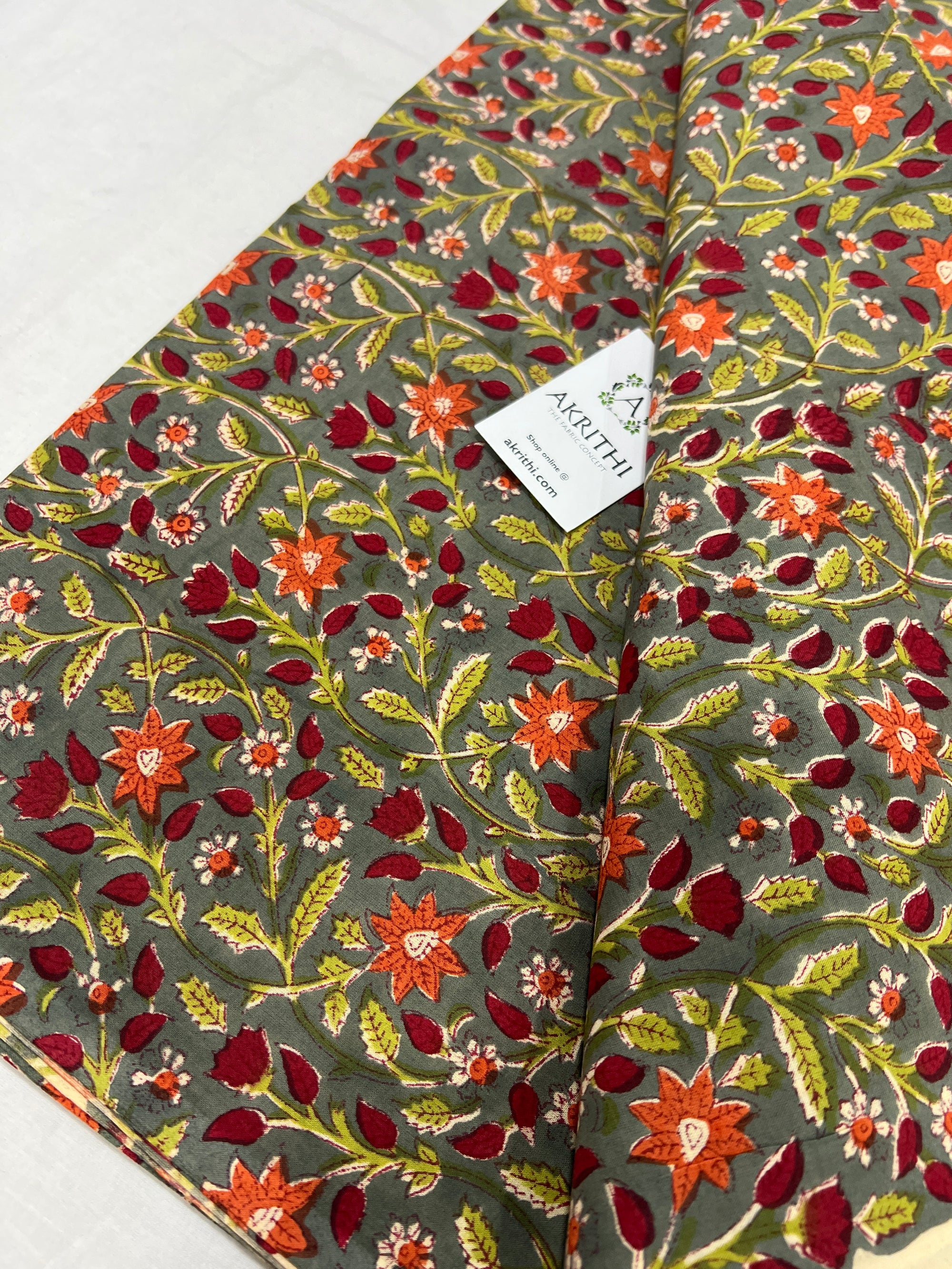 Hand block Printed pure cotton fabric 75 CM CUT