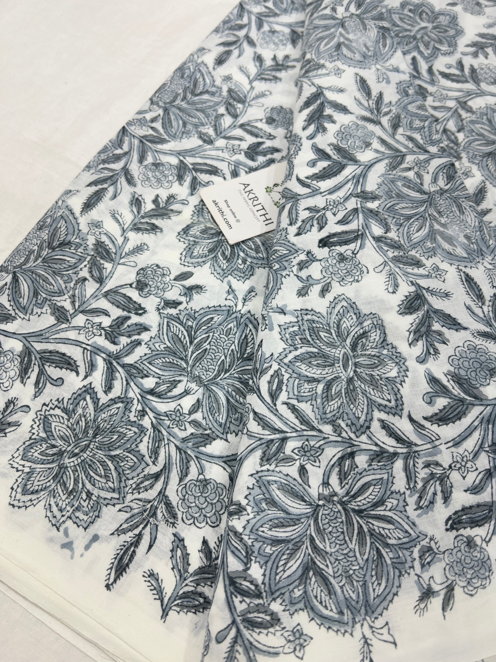 Hand block Printed pure cotton fabric 80 cms cut