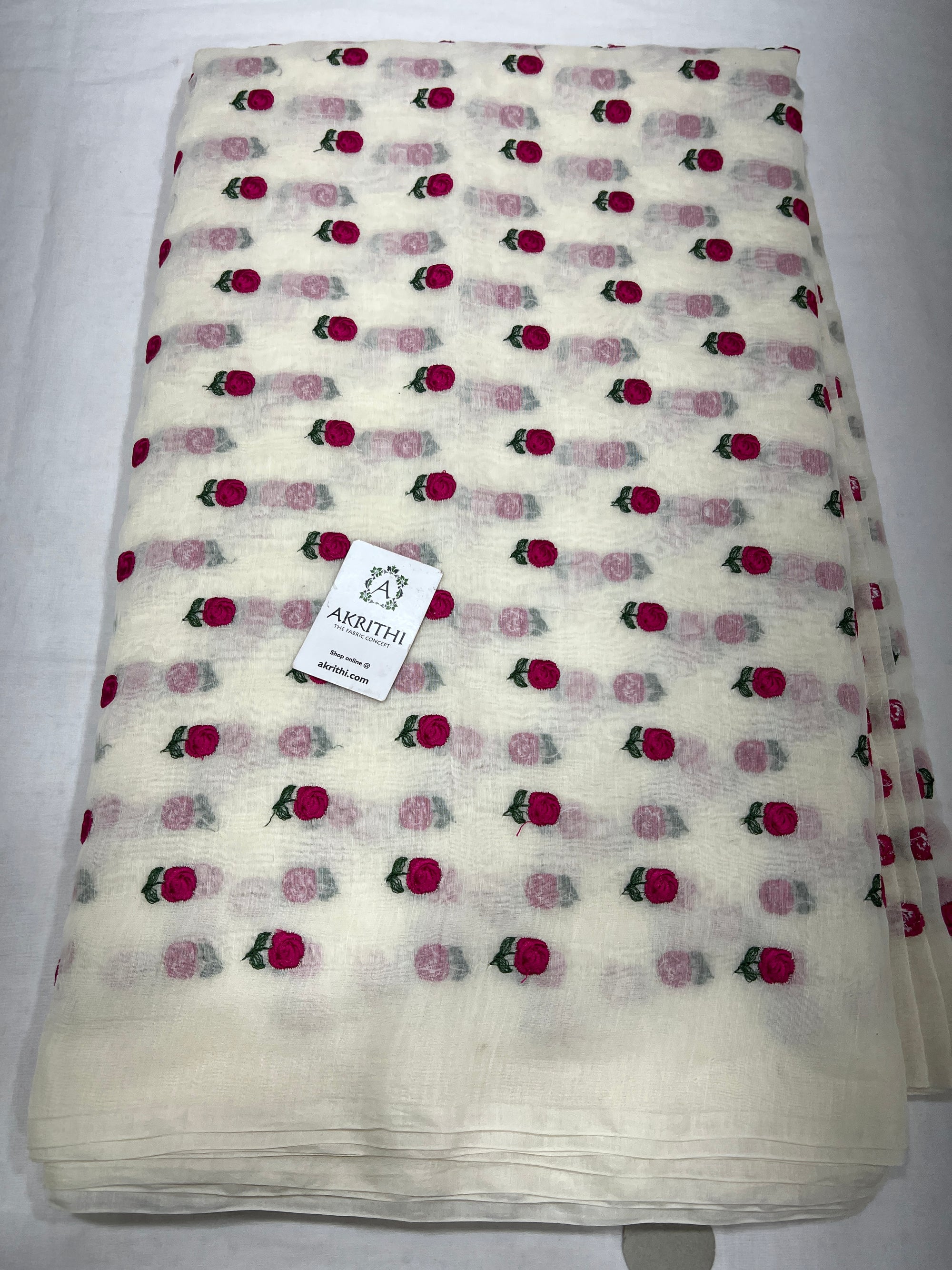 HANDLOOM MUL CHANDERI EMBROIDERED FABRIC