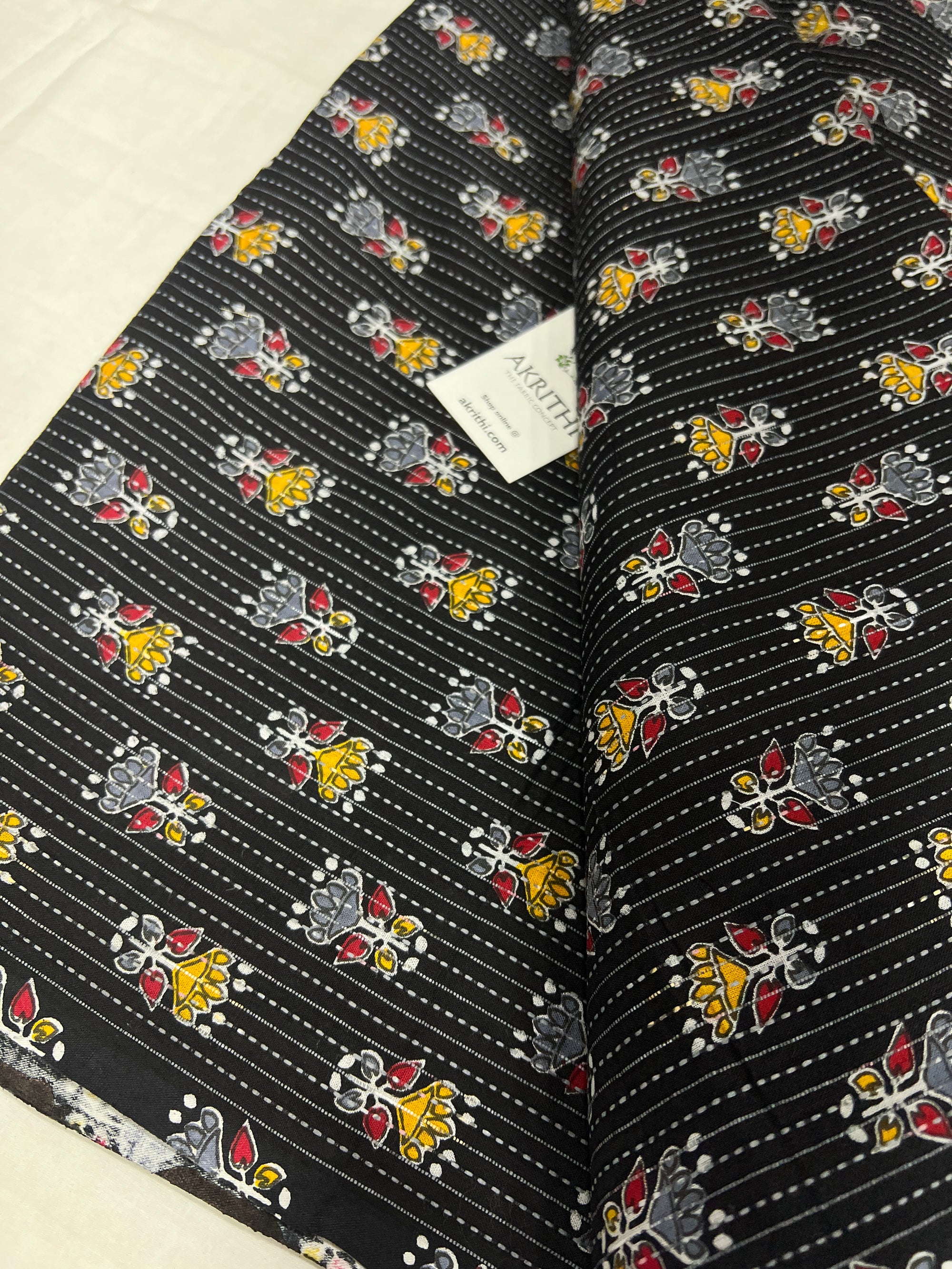 Printed Kantha pure cotton fabric