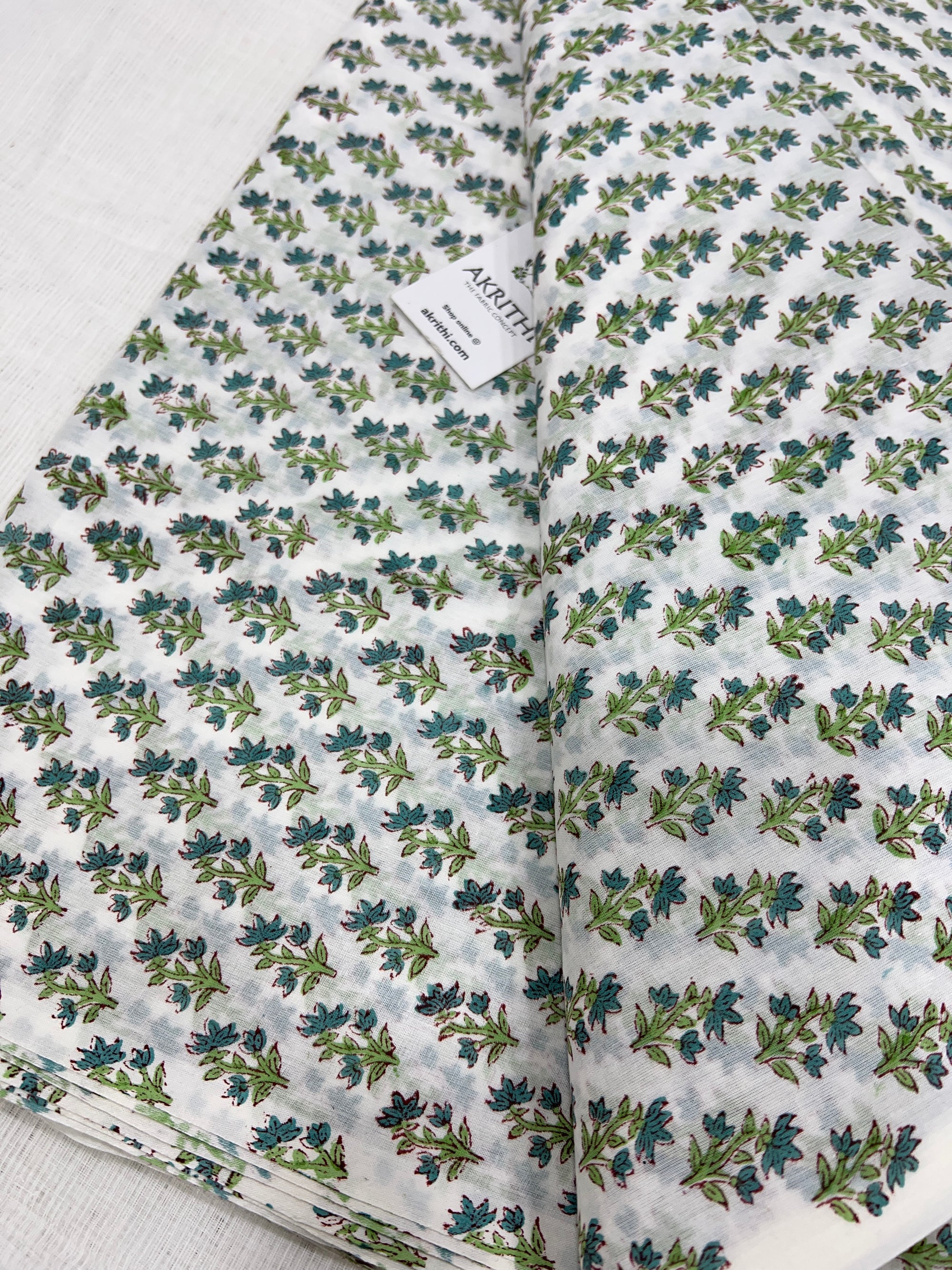 Hand block Printed pure mul cotton fabric