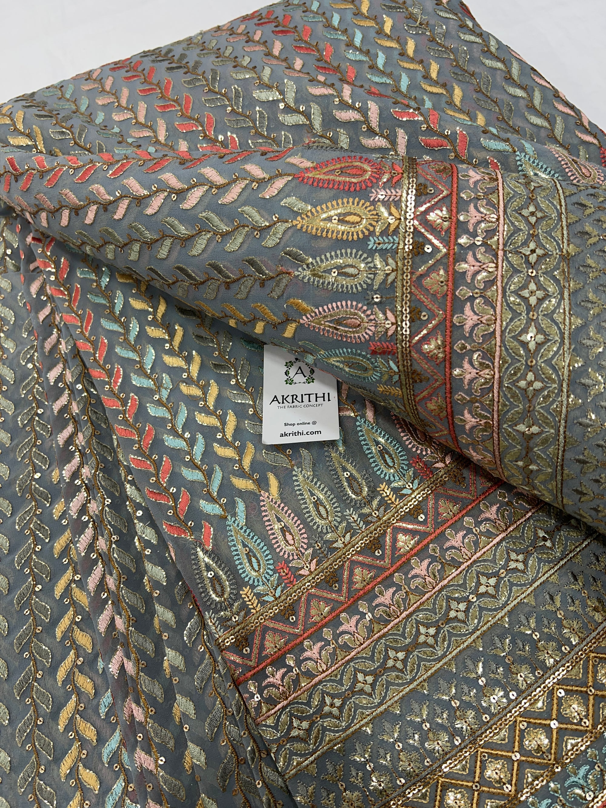 Heavy Embroidered georgette fabric