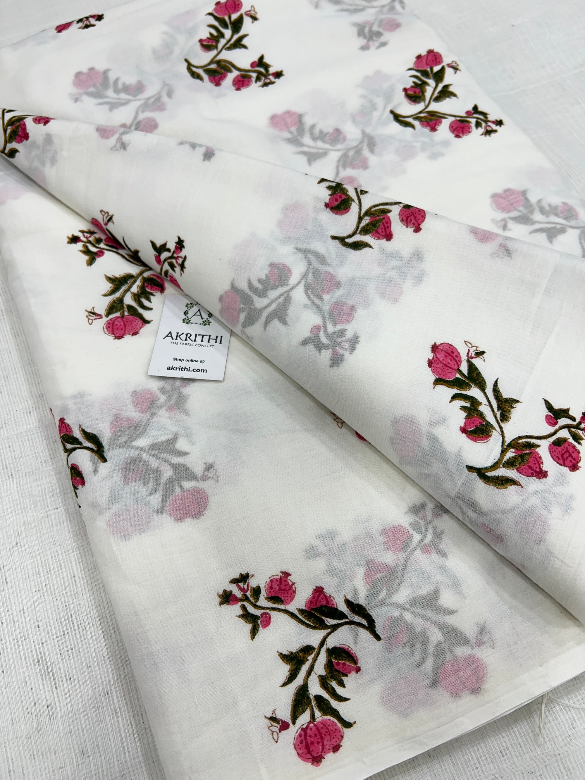 Hand block Printed pure mul cotton fabric